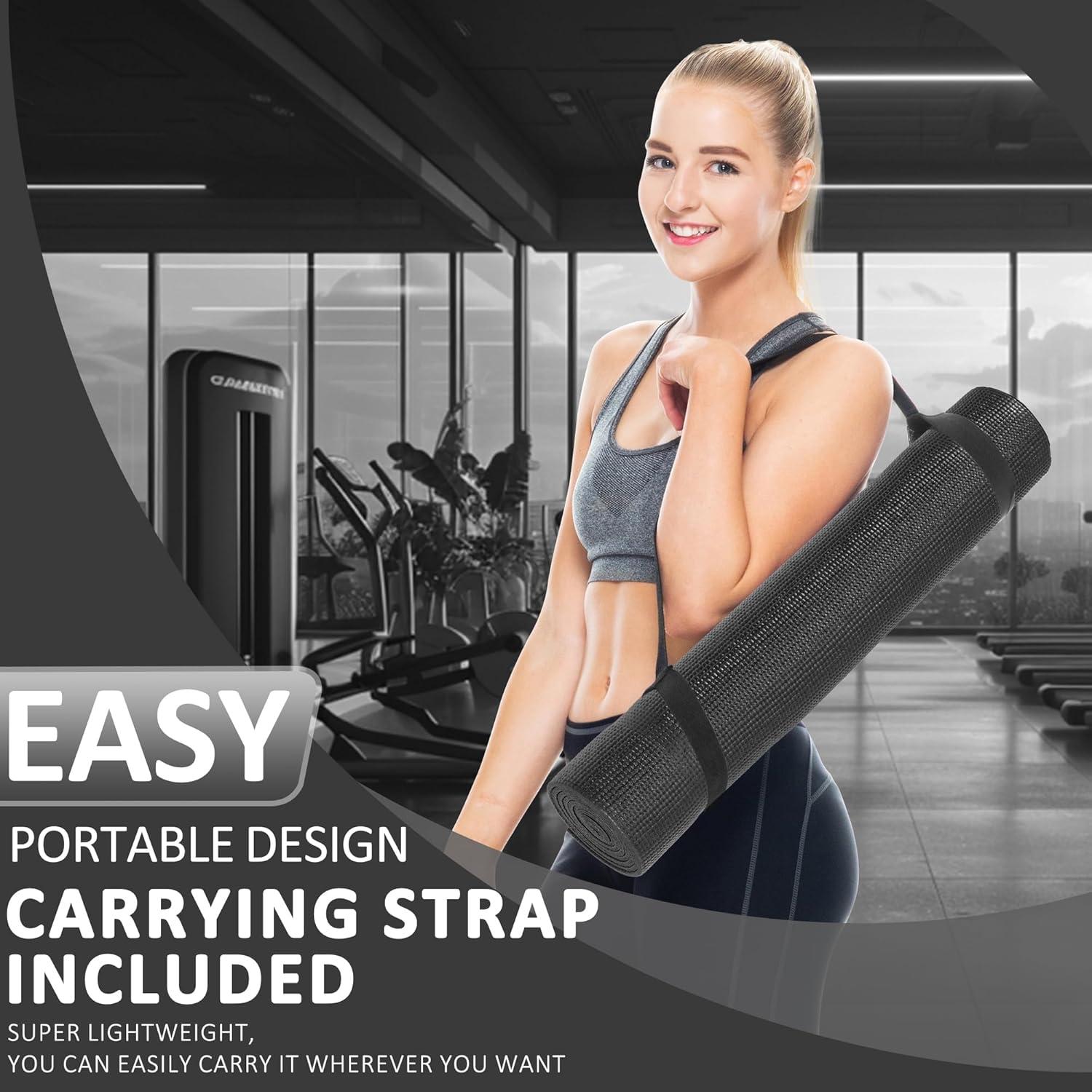 Esterilla de Yoga Fitvids 1/4'' Alta Densidad Antidesgarro Negra