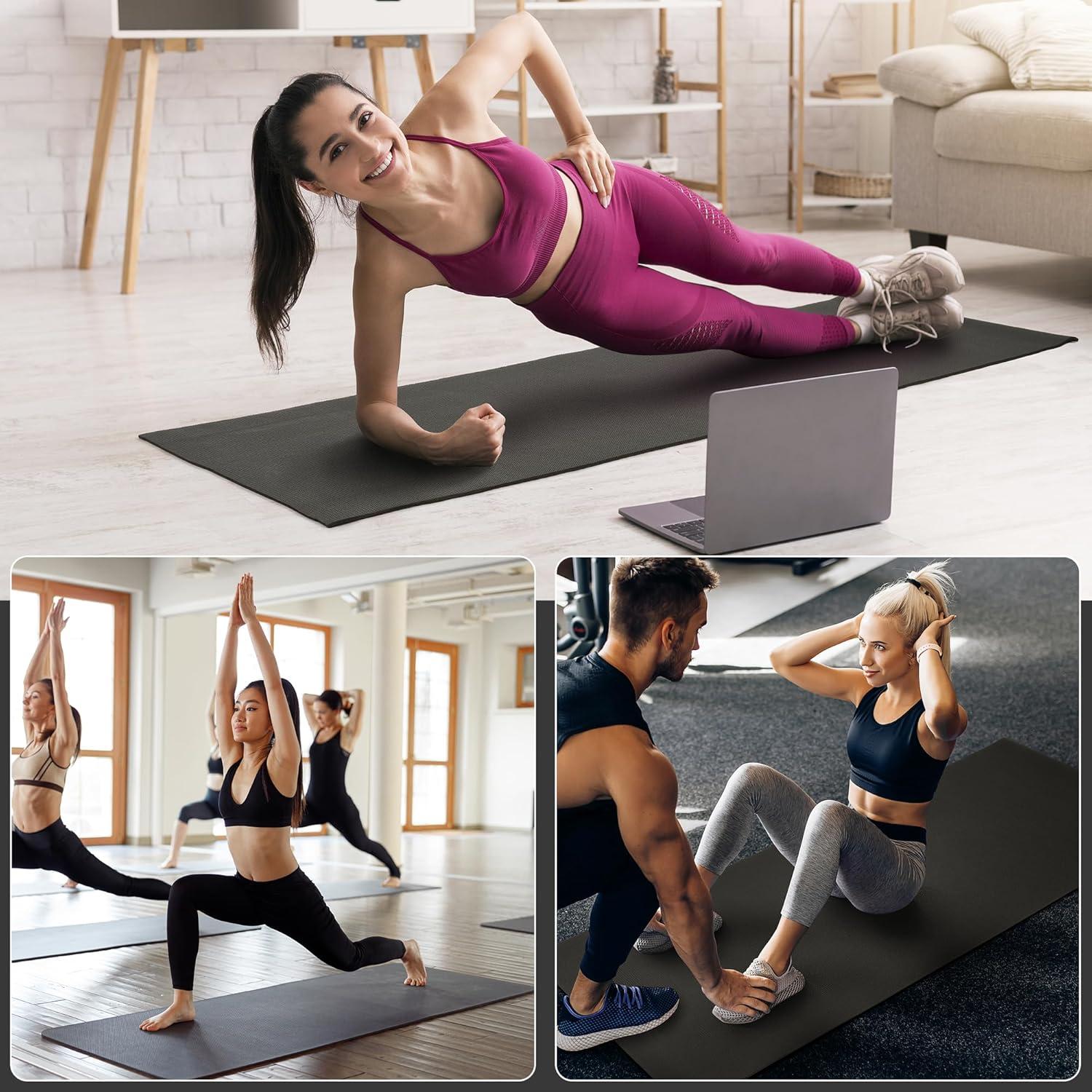 Esterilla de Yoga Fitvids 1/4'' Alta Densidad Antidesgarro Negra