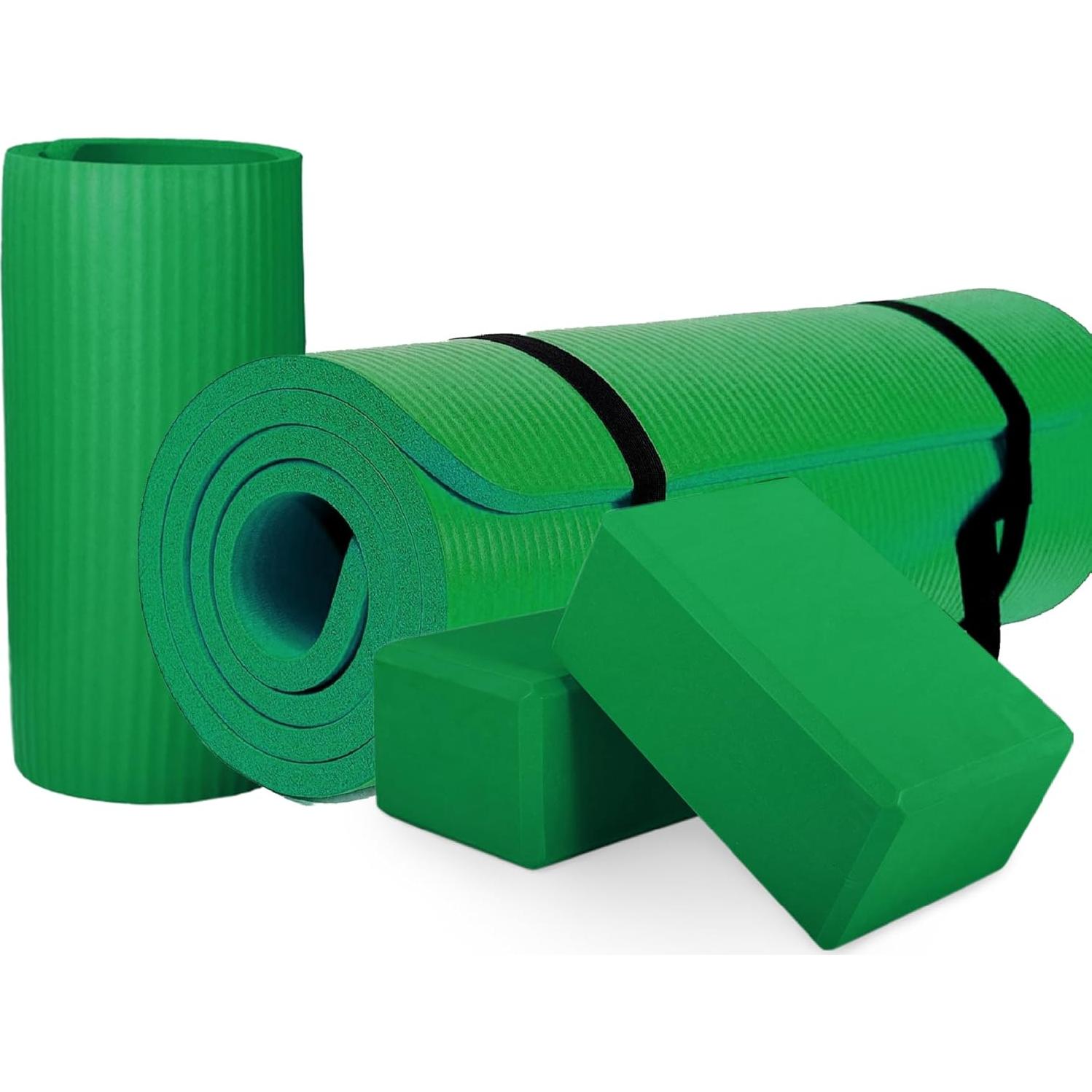 Esterilla de Yoga BalanceFrom 180x60 cm con Bloques y Almohadilla