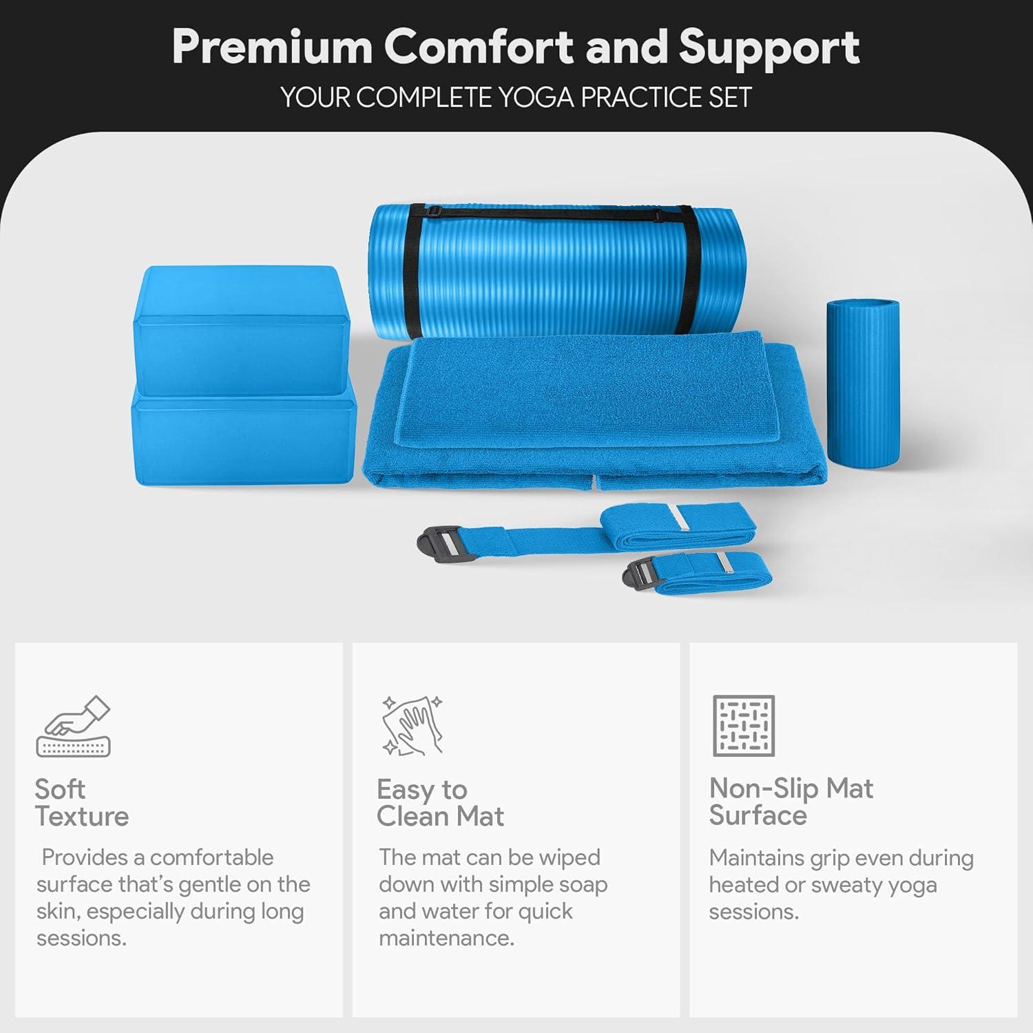 Set de Yoga BalanceFrom 7 Piezas con Esterilla 2.54 cm Azul