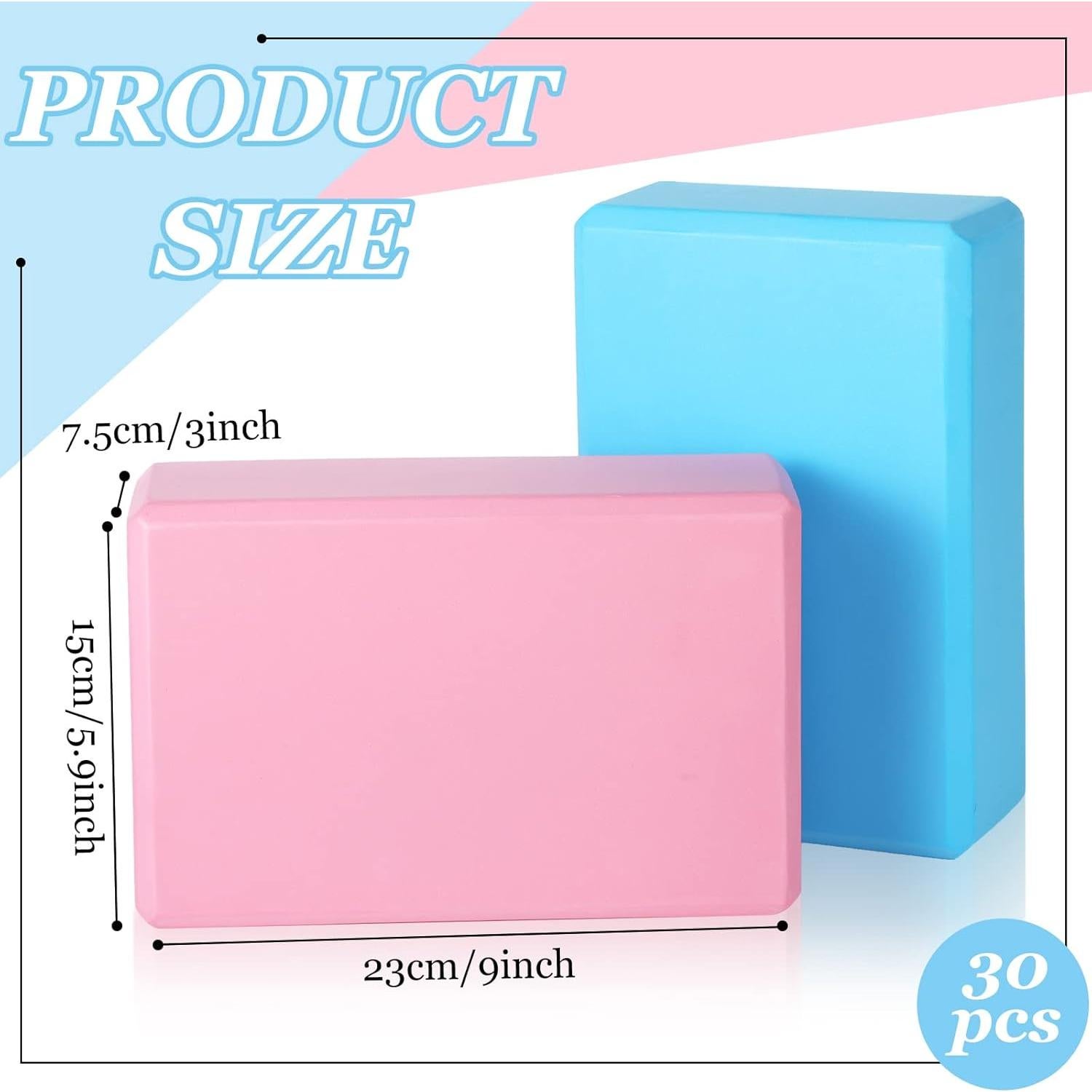 Bloques de Yoga Meooeck 30 Pcs Espuma EVA Antideslizante 23x15x7.5cm