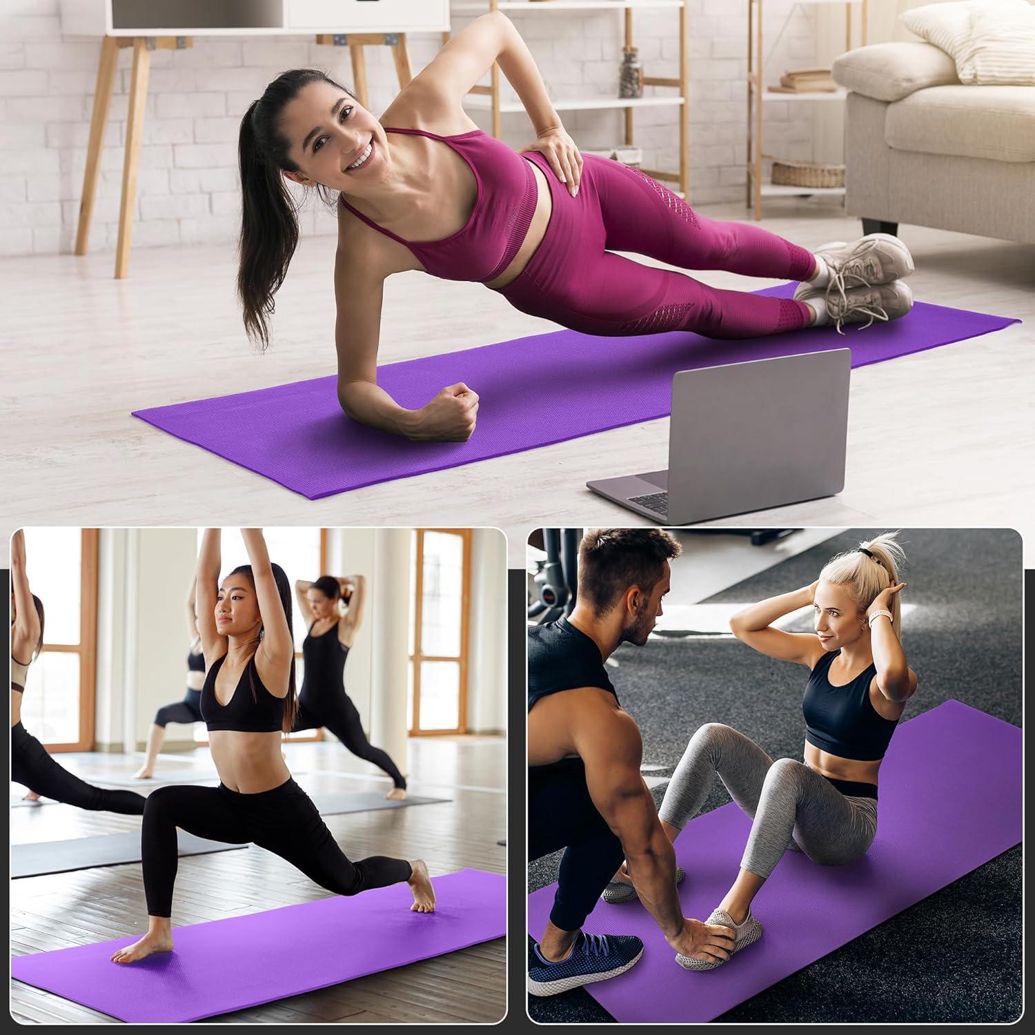 Estera de Yoga Fitvids 1/4" Alta Densidad Antidesgarro Púrpura