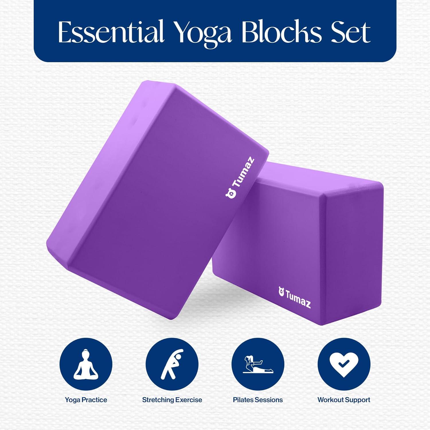 Bloques de Yoga Tumaz 2 Pack con Correa - Espuma EVA Antideslizante
