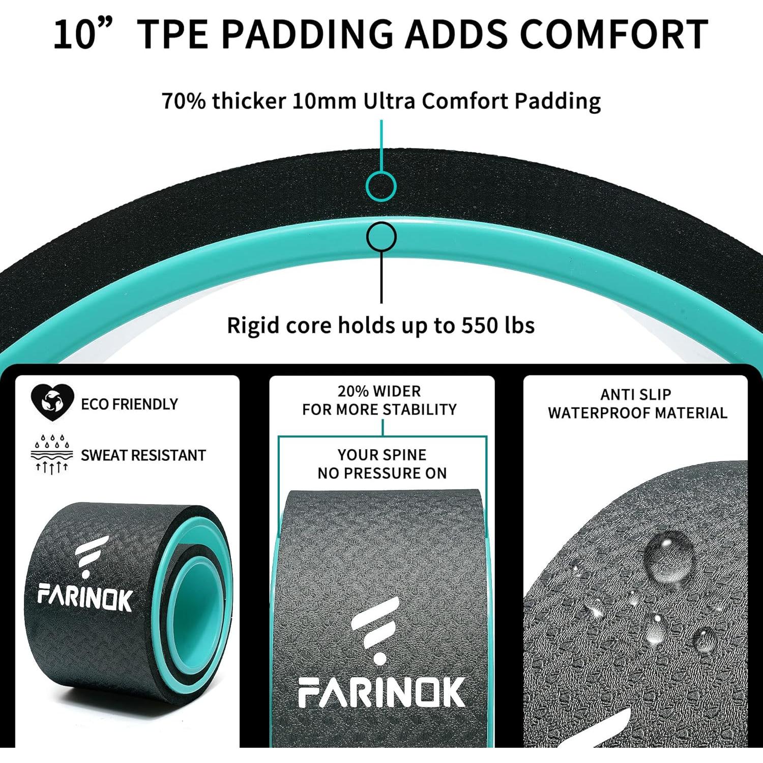 Juego de 2 Ruedas de Yoga FARINOK con Acolchado de 10MM