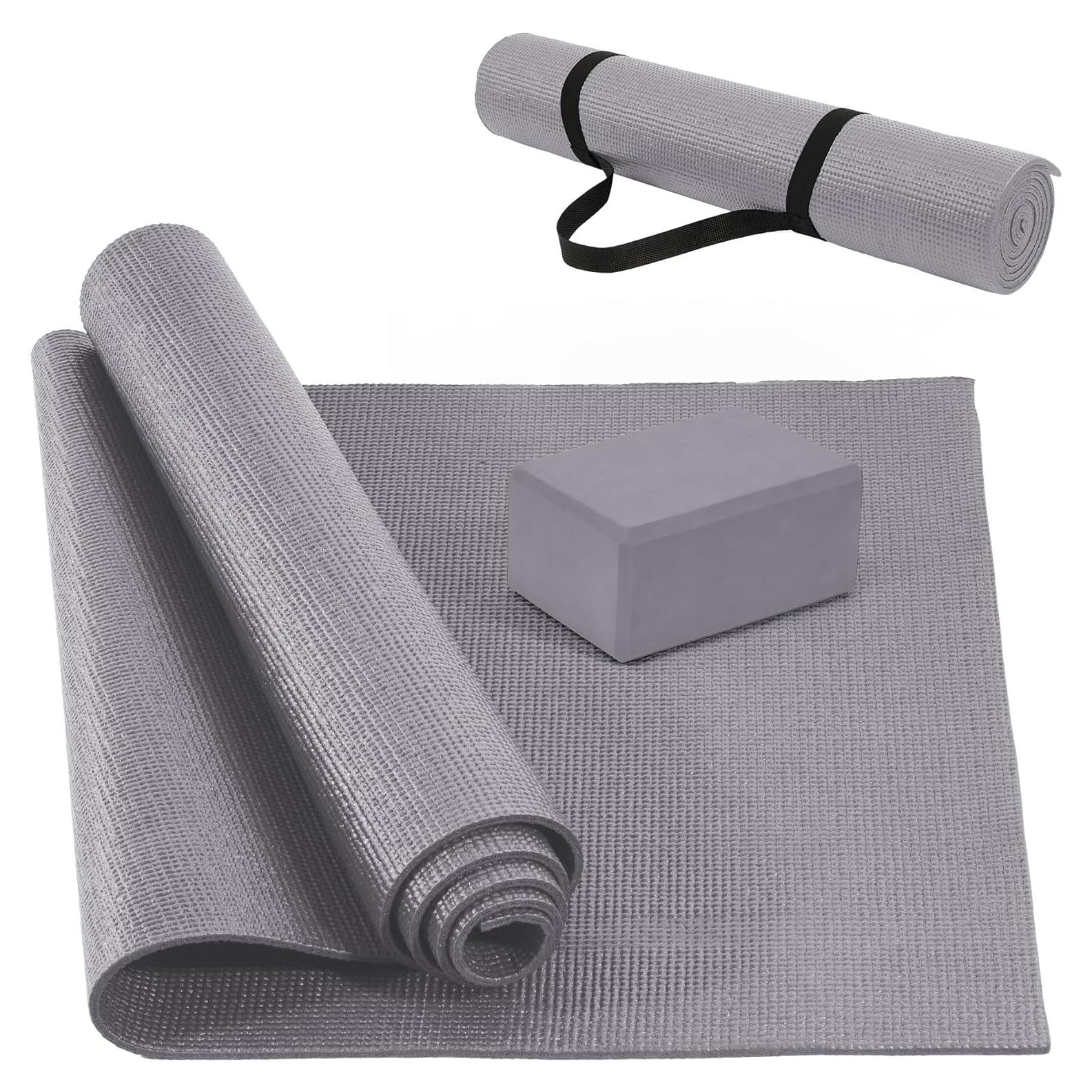Esterilla de Yoga Fitvids 1/4'' Alta Densidad Antidesgarro Gris