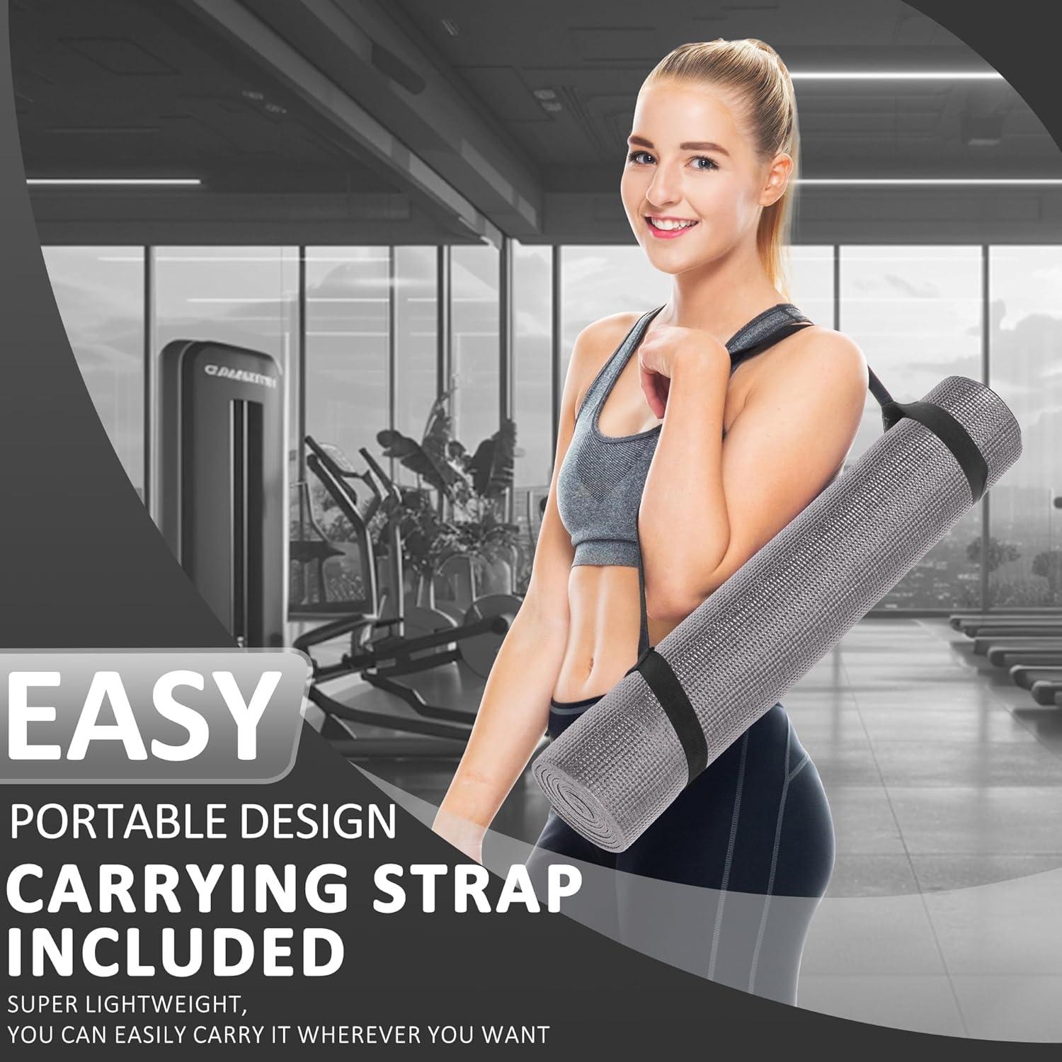 Esterilla de Yoga Fitvids 1/4'' Alta Densidad Antidesgarro Gris