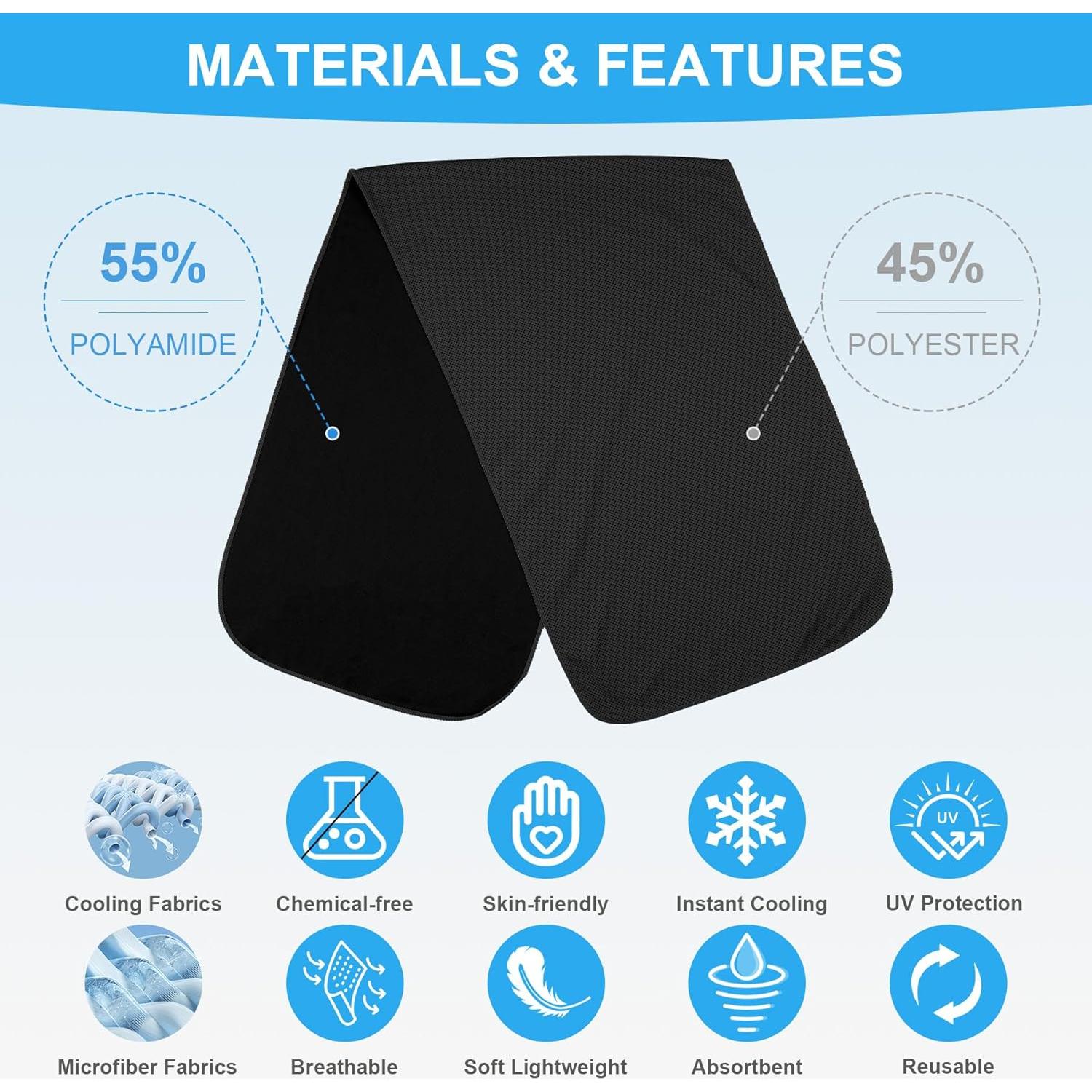 Toallas Enfriadoras U-pick 4 Unidades 100x30 cm Microfibra Negra