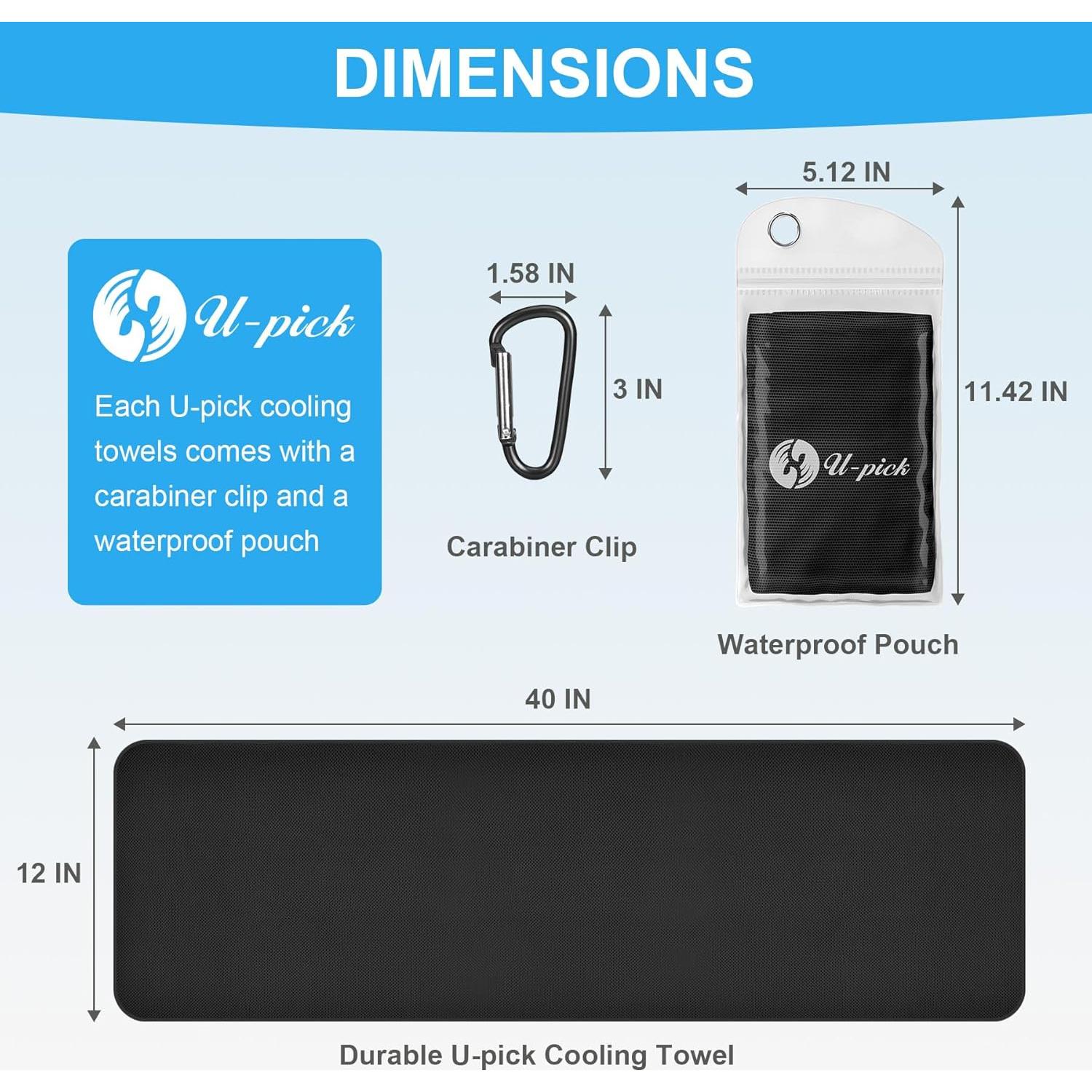 Toallas Enfriadoras U-pick 4 Unidades 100x30 cm Microfibra Negra