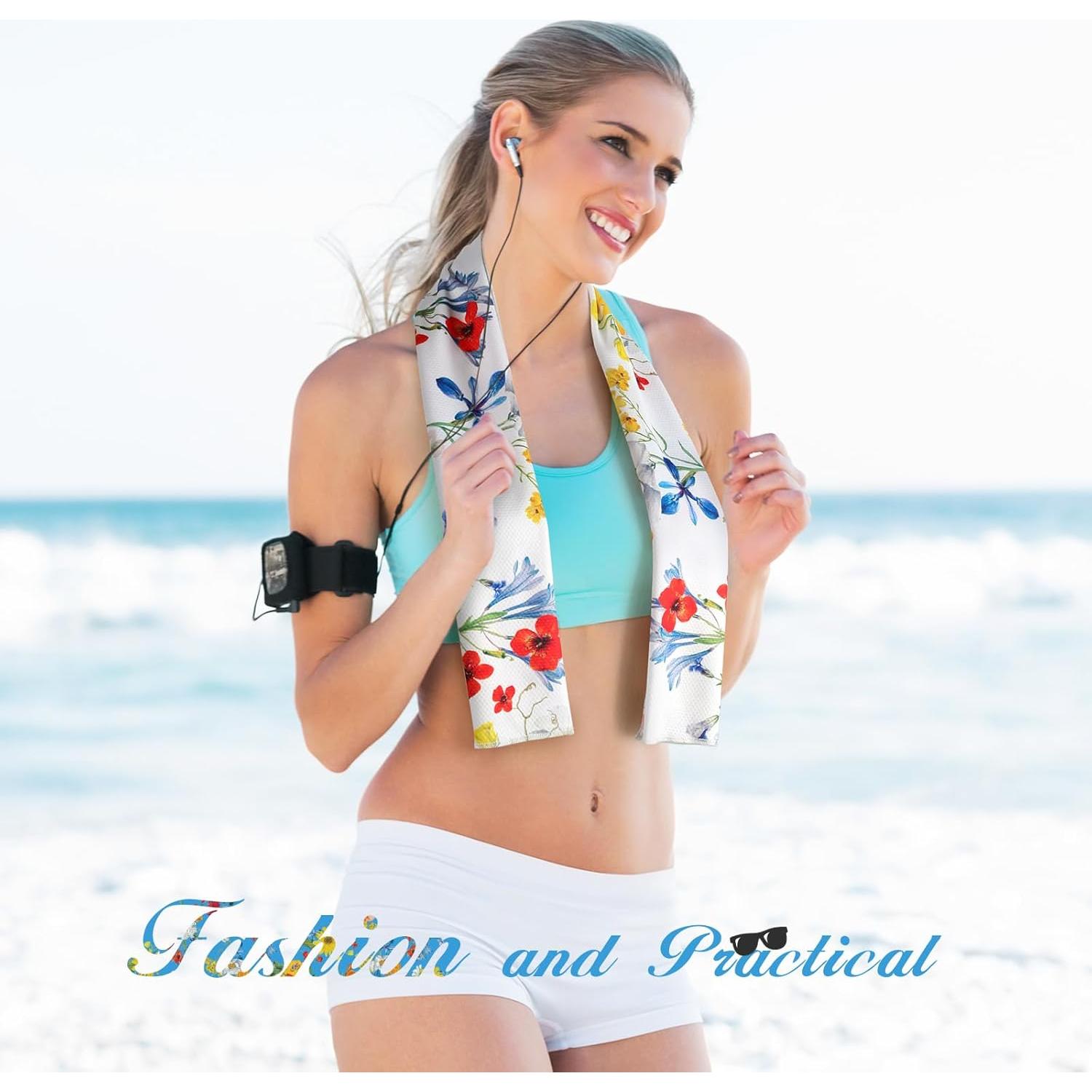 Toalla Enfriadora Pleneal 100x30cm Microfibra Amarilla Floral