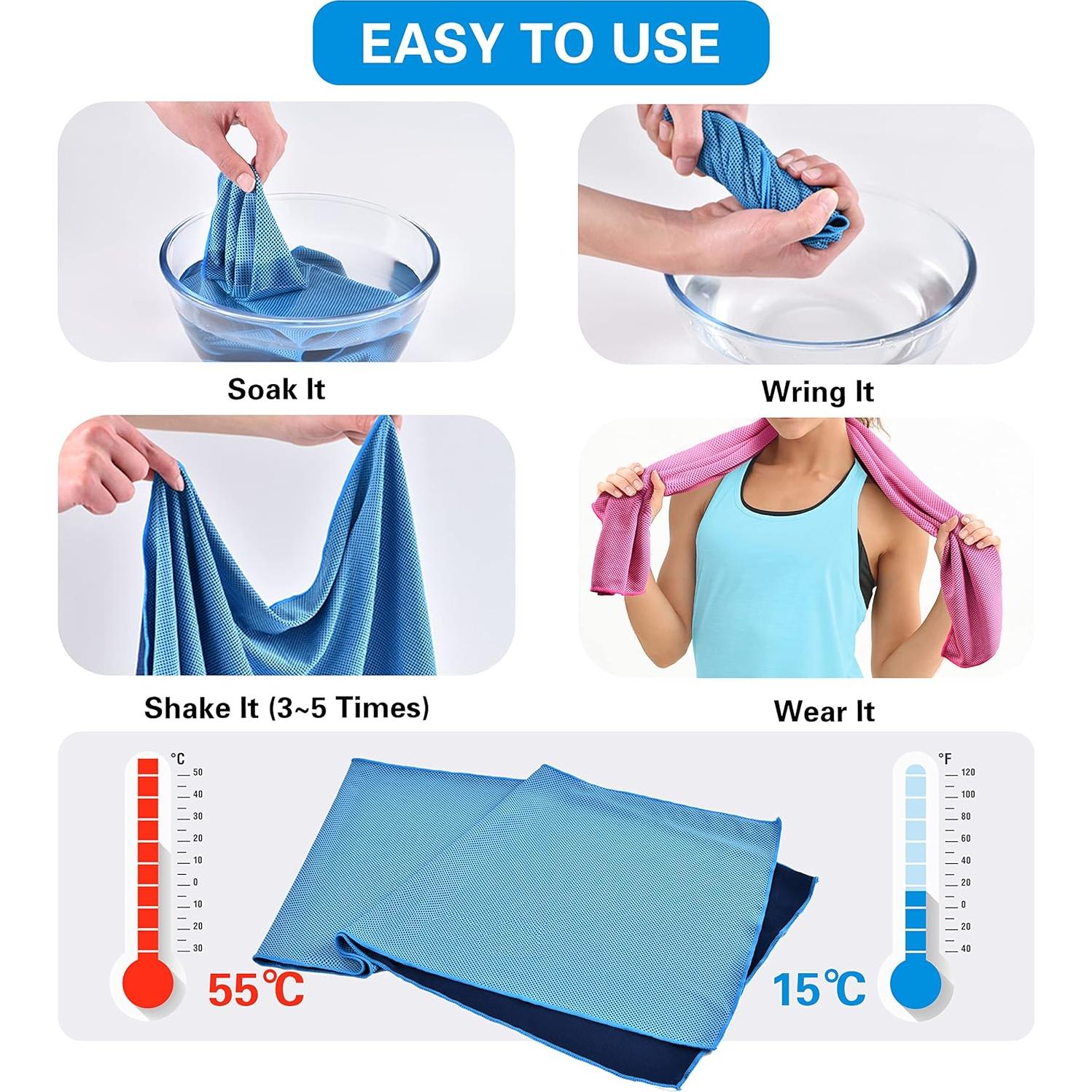 Toallas Enfriadoras TOBEHIGHER - Paquete de 4 Microfibra 99.1x29.2cm