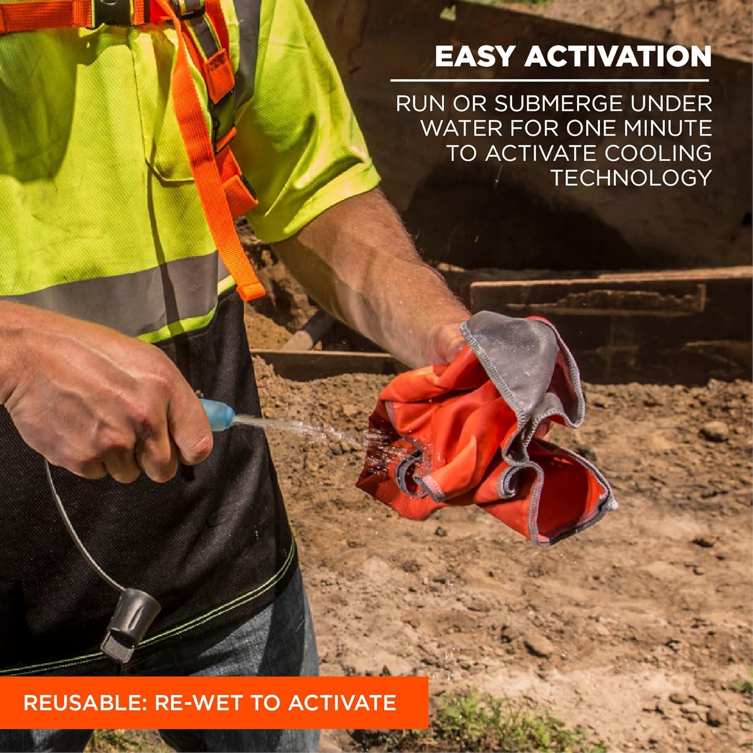 Toalla Enfriadora Ergodyne Chill-Its 6602MF Microfibra UPF 50+ Naranja 104.1x24.99cm