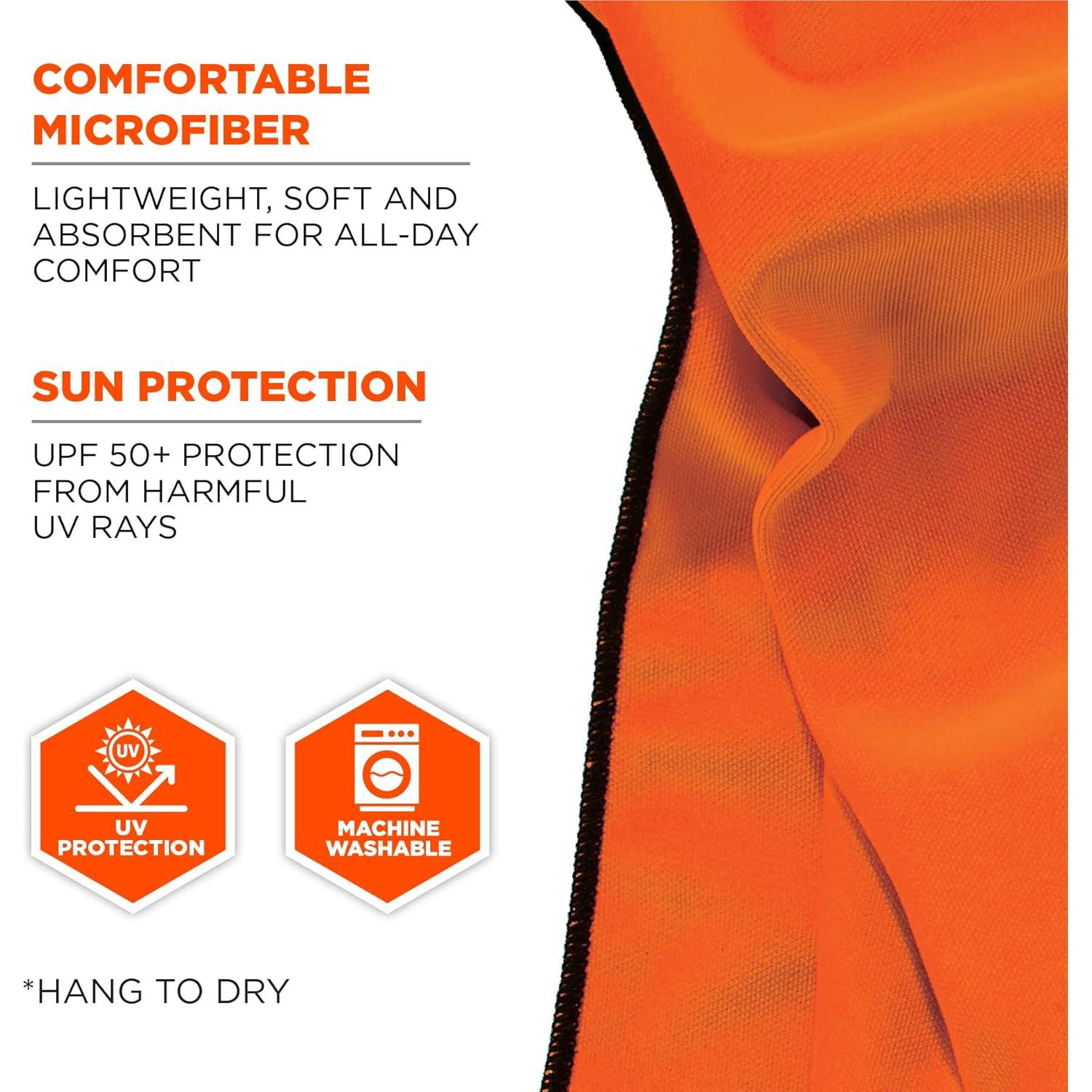 Toalla Enfriadora Ergodyne Chill-Its 6602MF Microfibra UPF 50+ Naranja 104.1x24.99cm