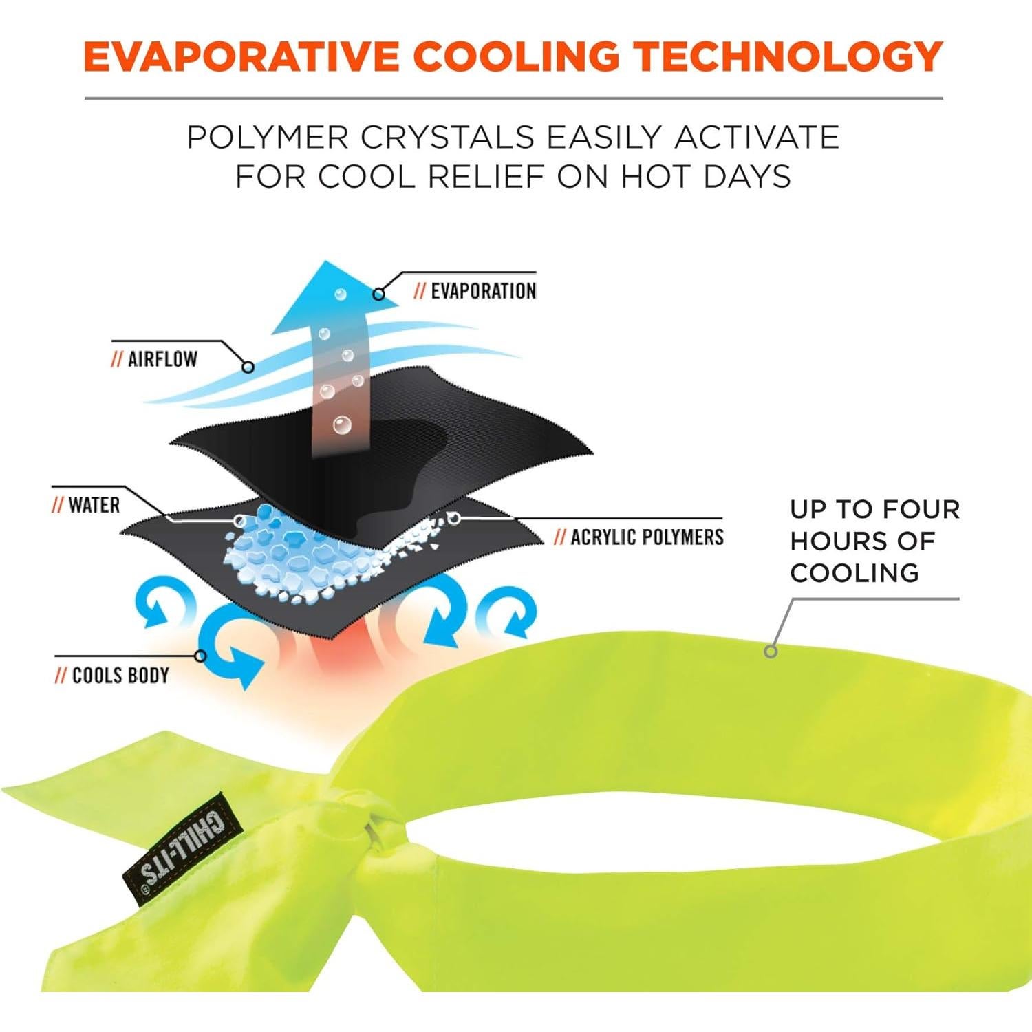 Bandana Refrigerante Ergodyne Chill-Its 6700, 6 Unidades, Lima