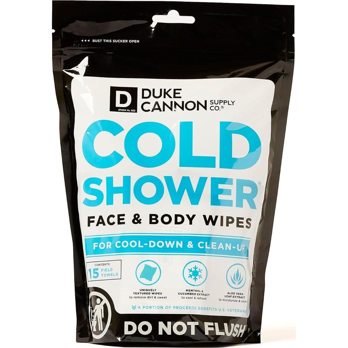 Toallitas Frías de Ducha Duke Cannon - 15 Toallitas Mentoladas