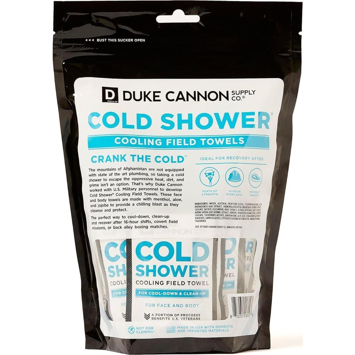 Toallitas Frías de Ducha Duke Cannon - 15 Toallitas Mentoladas