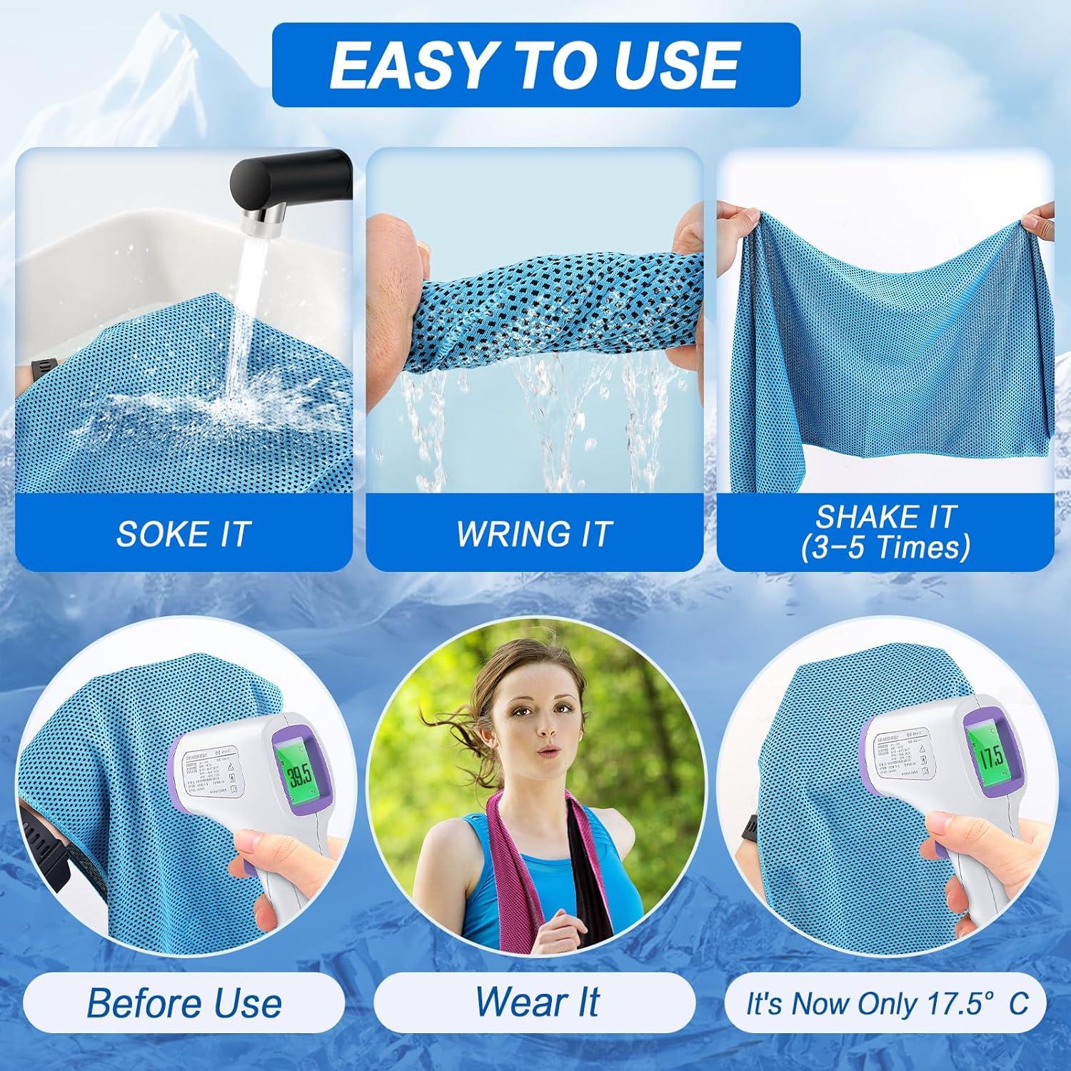 Toalla Enfriadora Jueerun 90cm x 30cm 4 Unidades Microfibra