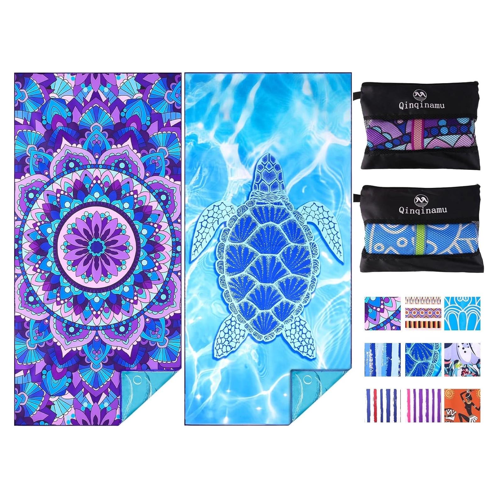 Paquete de 2 Toallas de Playa Microfibra Qinqinamu 180x81cm XL