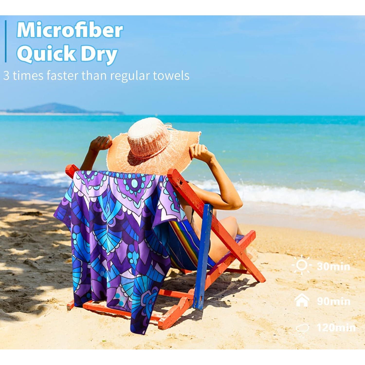 Paquete de 2 Toallas de Playa Microfibra Qinqinamu 180x81cm XL