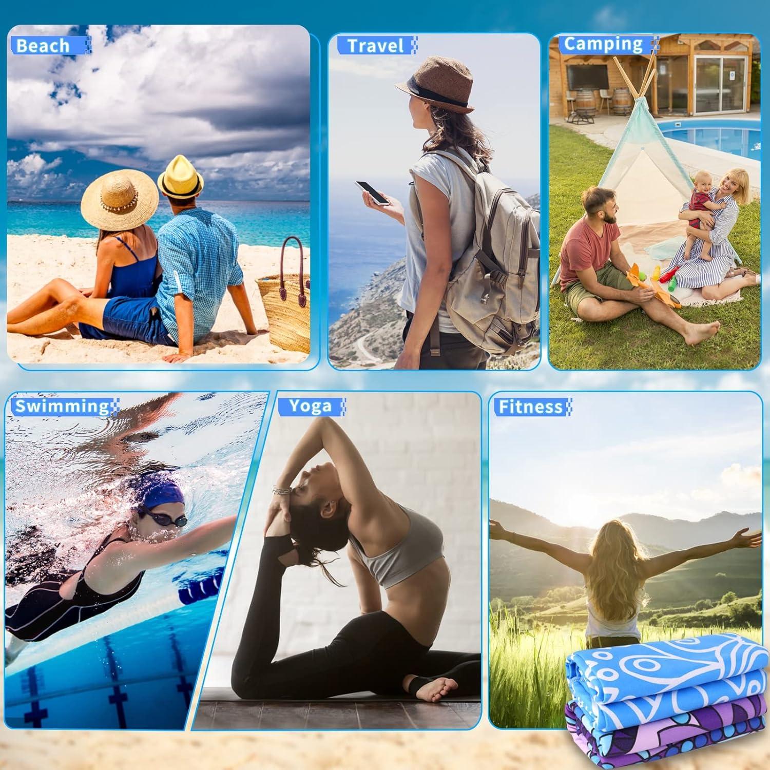 Paquete de 2 Toallas de Playa Microfibra Qinqinamu 180x81cm XL