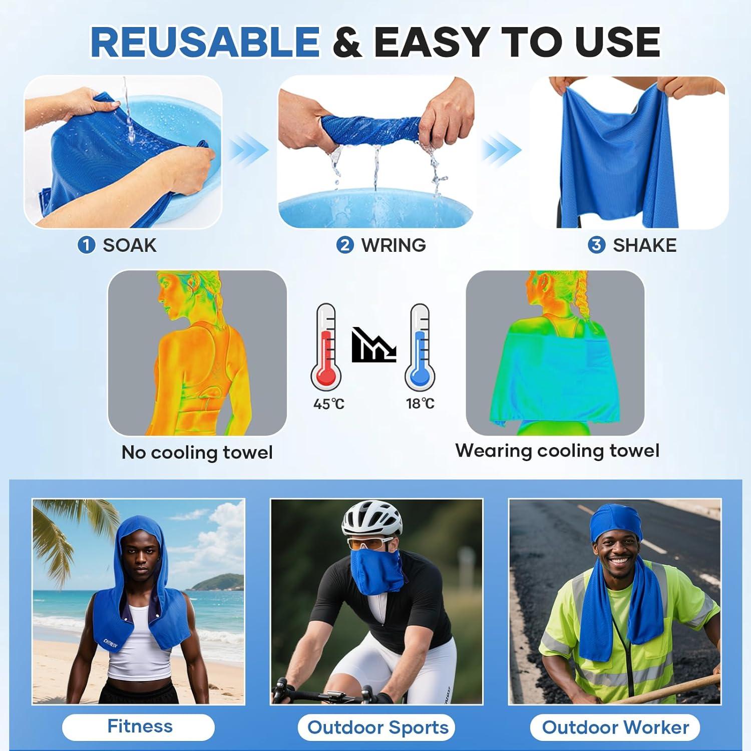 Toallas Refrigerantes con Capucha CHEMLUK - 76.2x30.5 cm, 2 Pzas