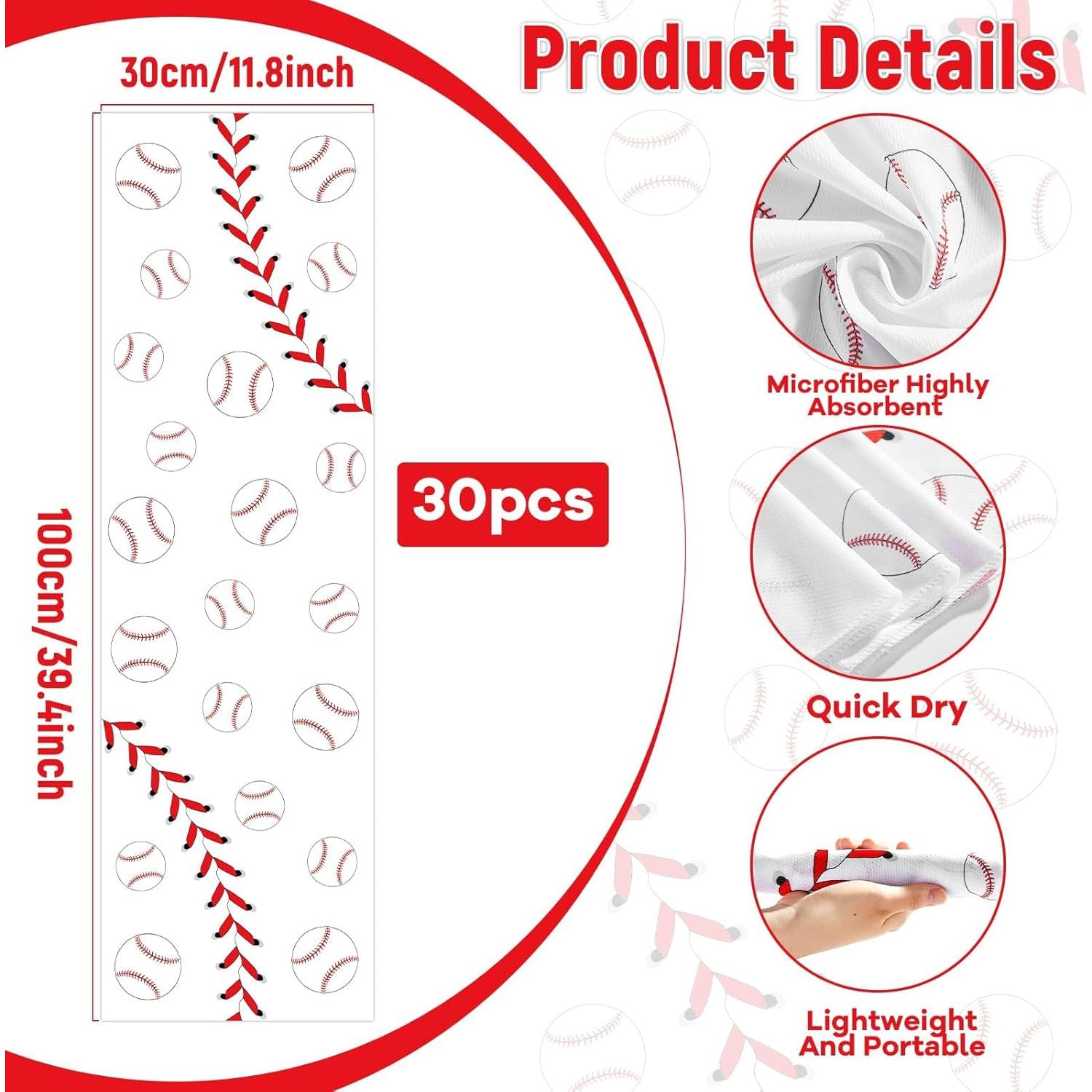 30 Toallas Refrigerantes de Béisbol Party Greeting 101.6x30.5cm