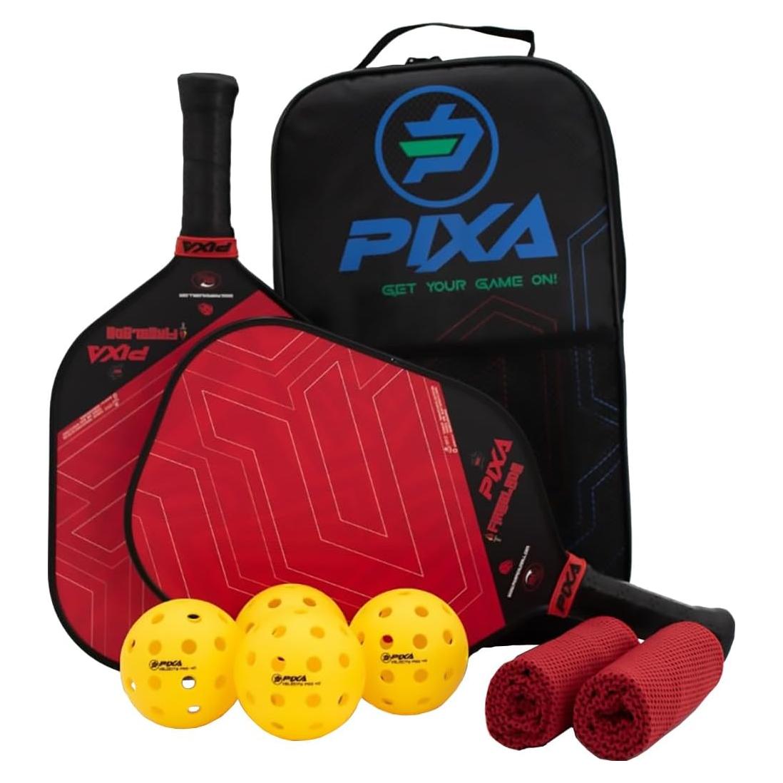Conjunto de 2 Palas de Pickleball PIXA Fireblade 16mm con 4 Pelotas