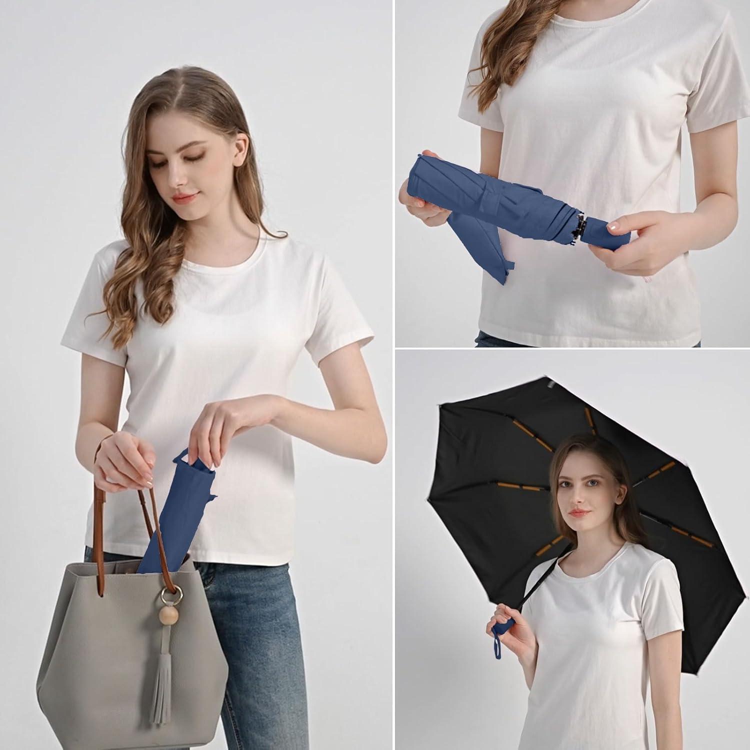 Paraguas Automático Compacto BAODINI 107 cm UV 50+ Azul Marino