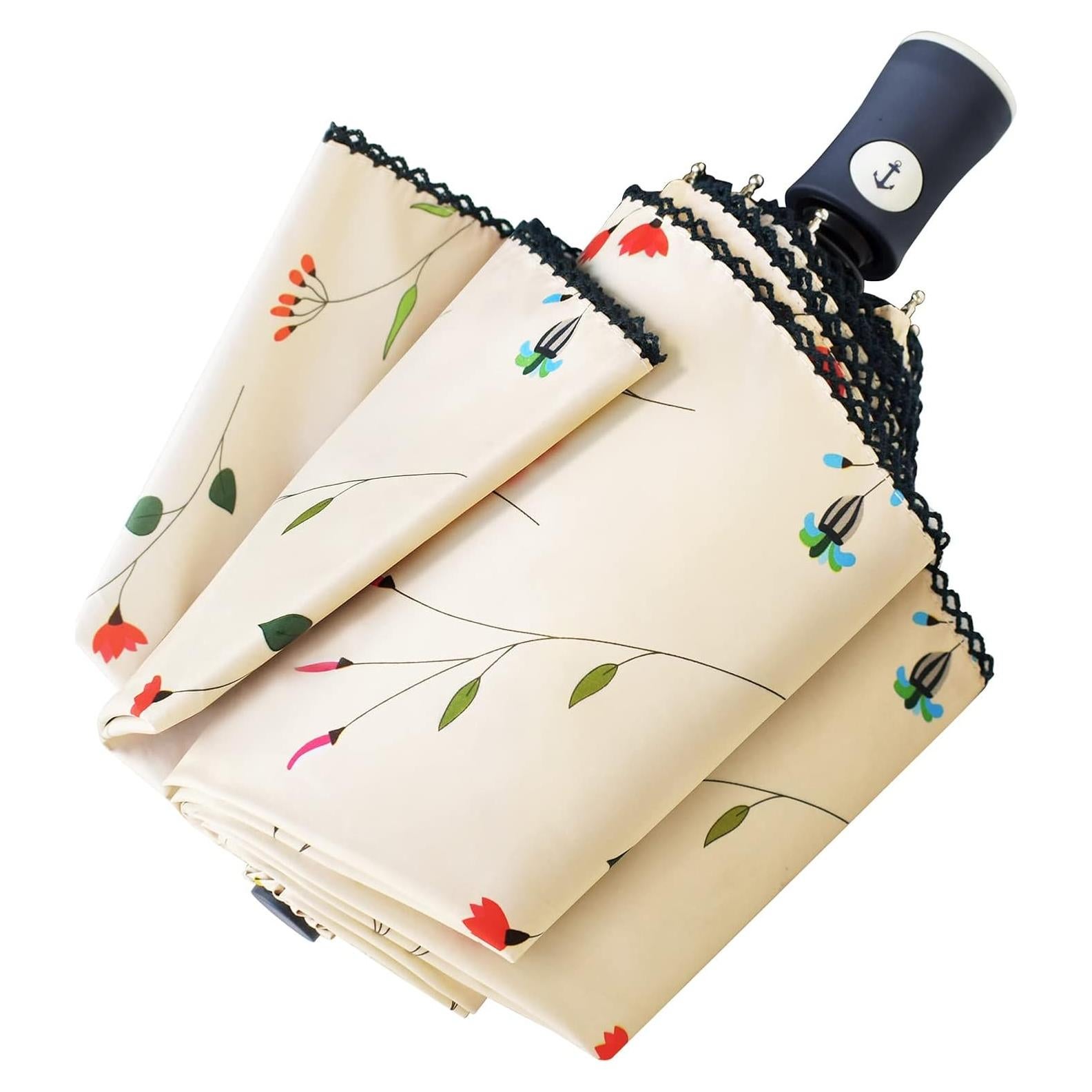 Paraguas Plegable Cuby UV Solar Automático Impermeable Flores