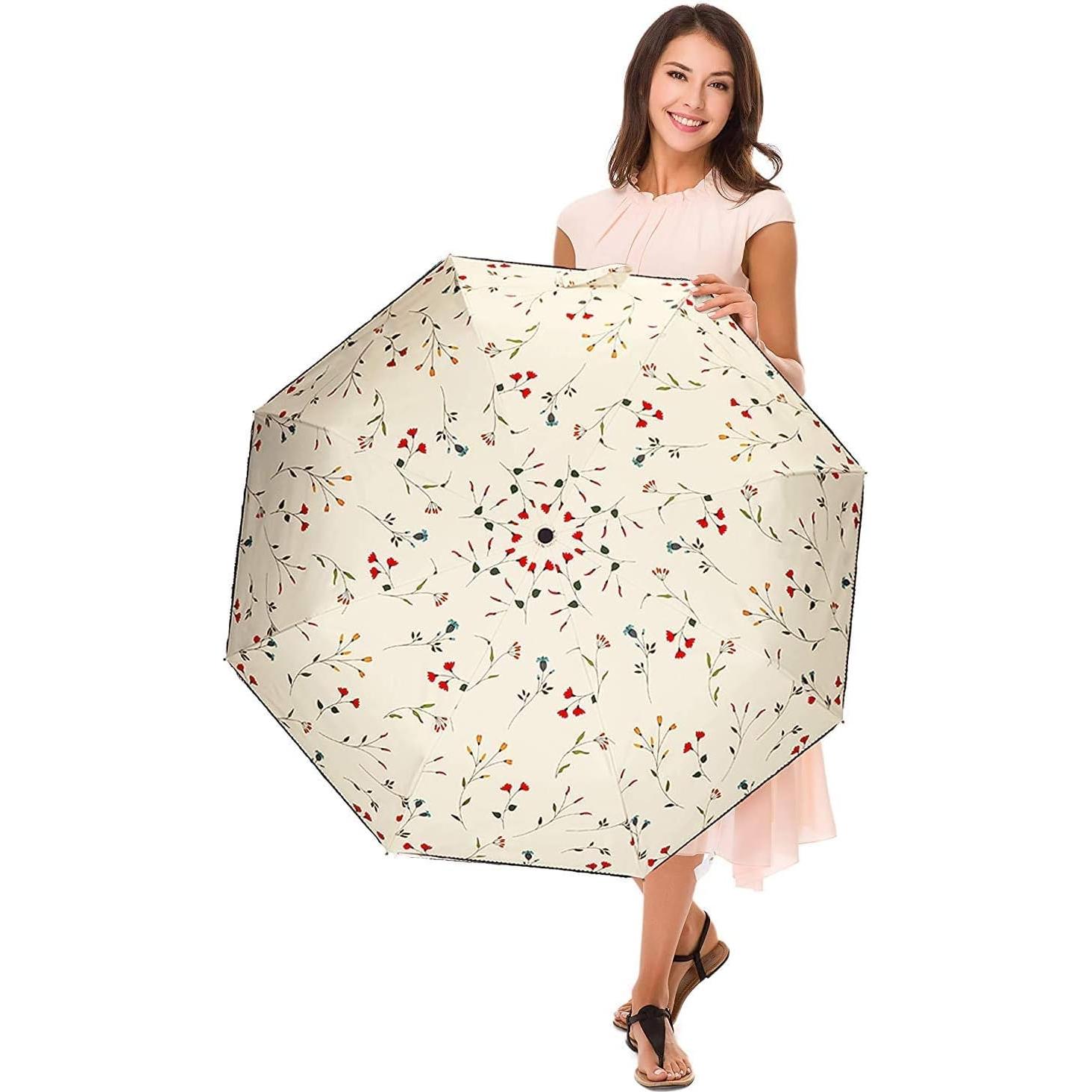 Paraguas Plegable Cuby UV Solar Automático Impermeable Flores