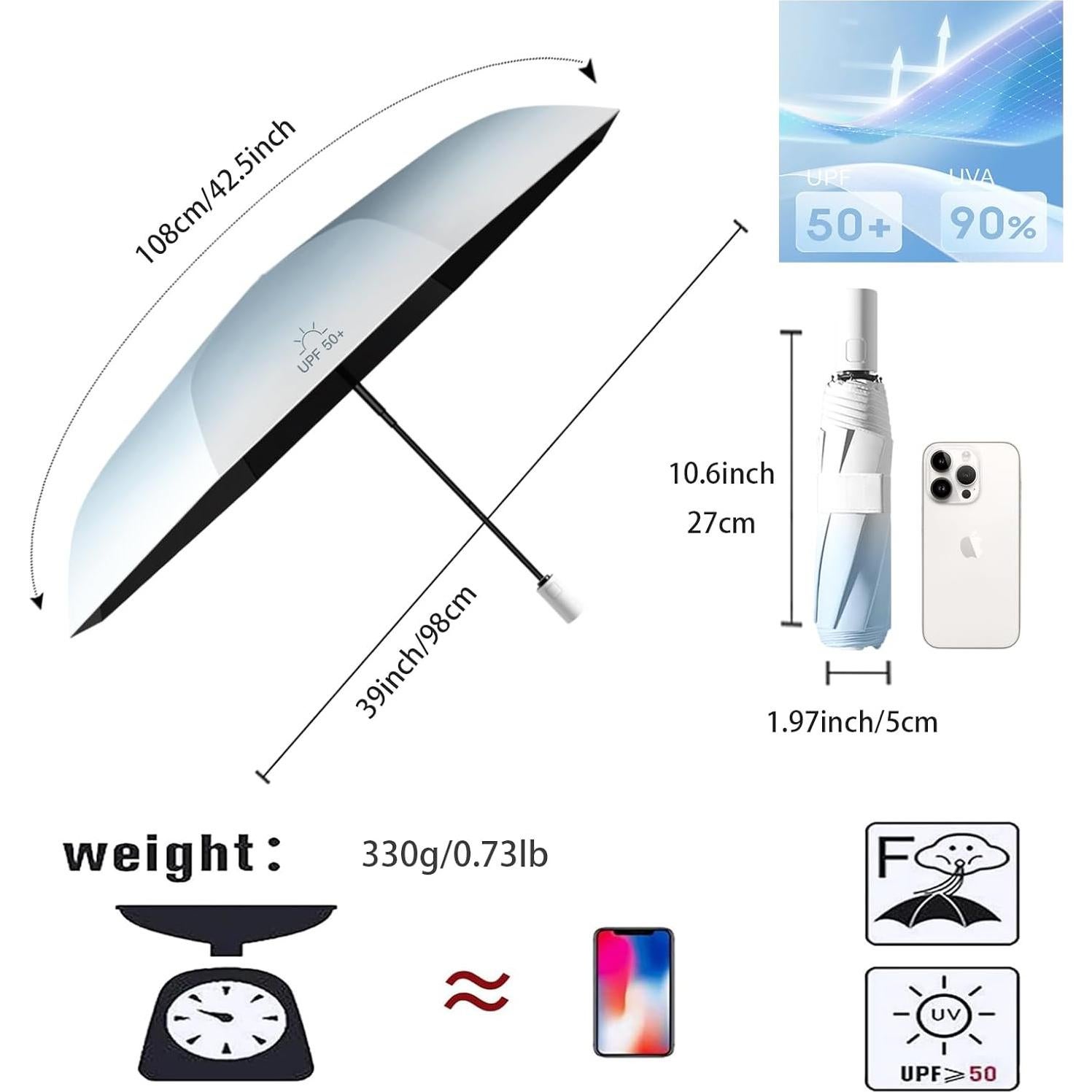 Paraguas Automático Plegable Degradado Erised UV 50+ 98cm