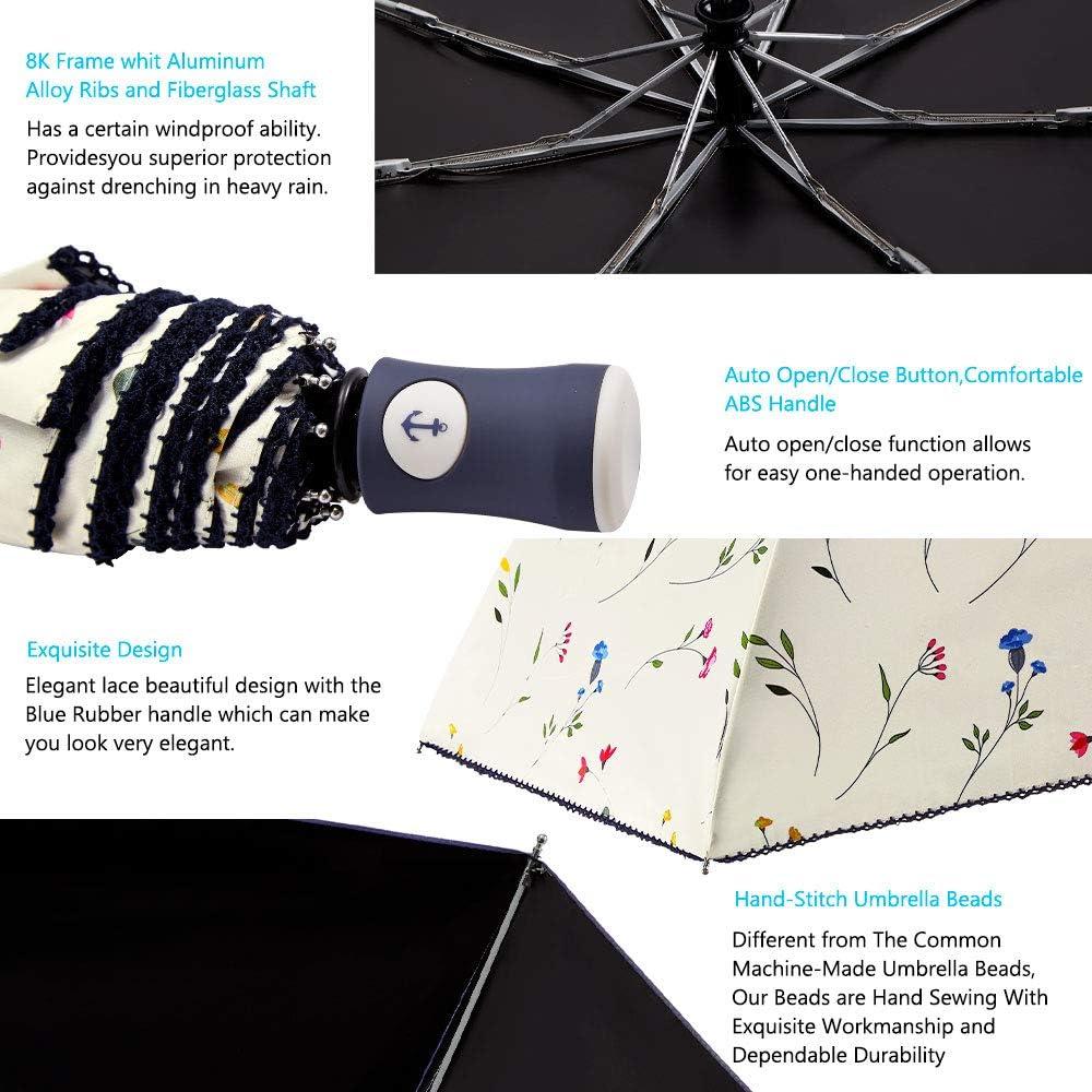 Paraguas Plegable FDJASGY Compacto Automático Impermeable UV