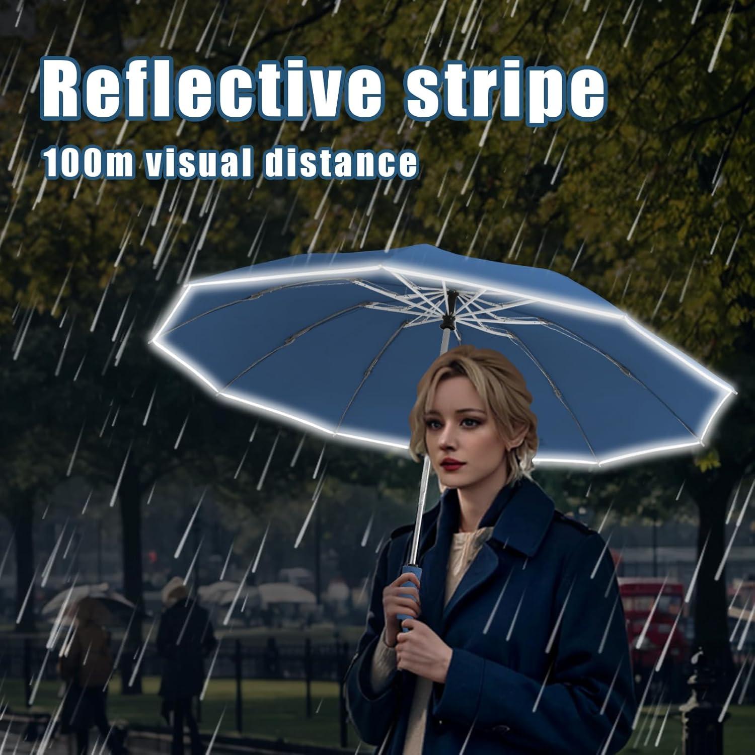 Paraguas de viaje FOGKEY automático compacto 116 cm azul