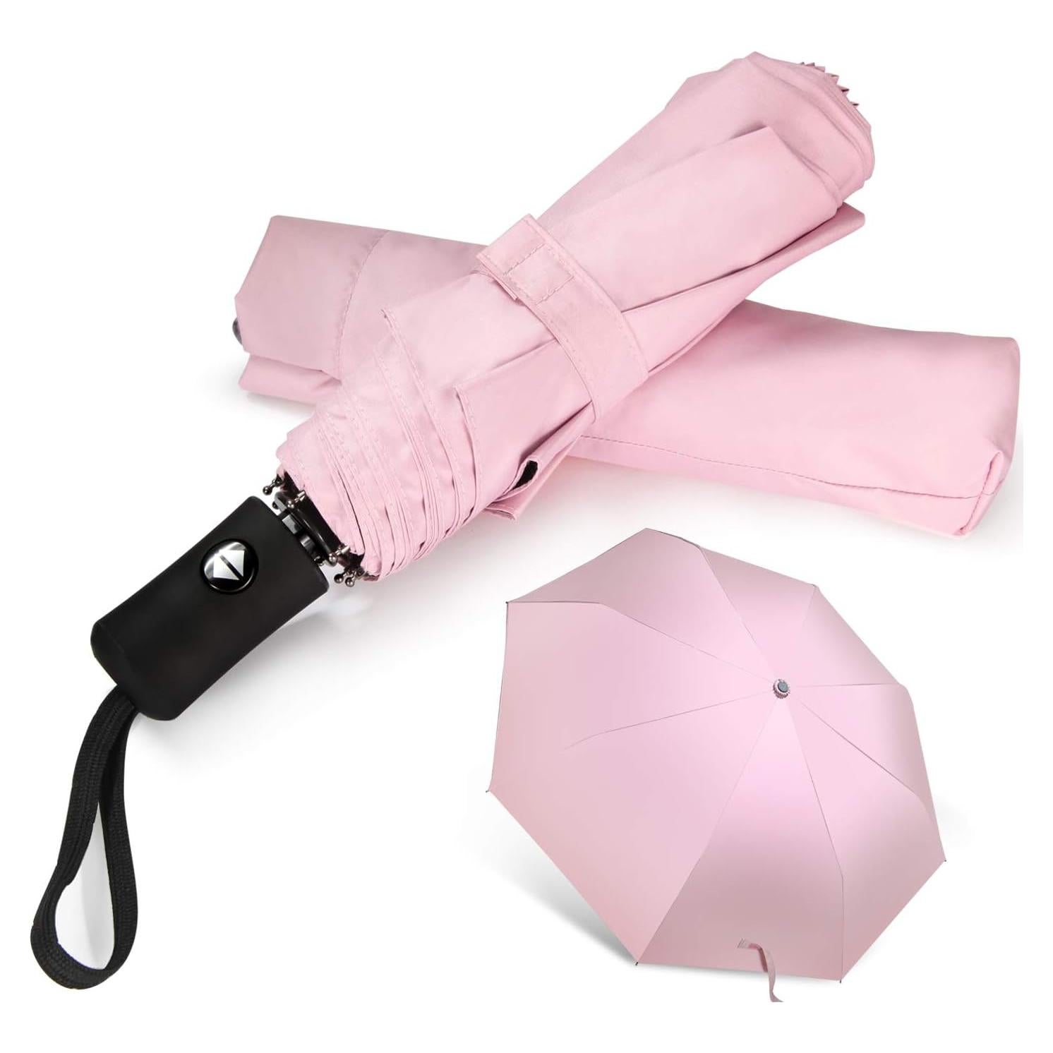 Paraguas de Viaje Shinok Compacto Plegable Rosa 27.94 cm