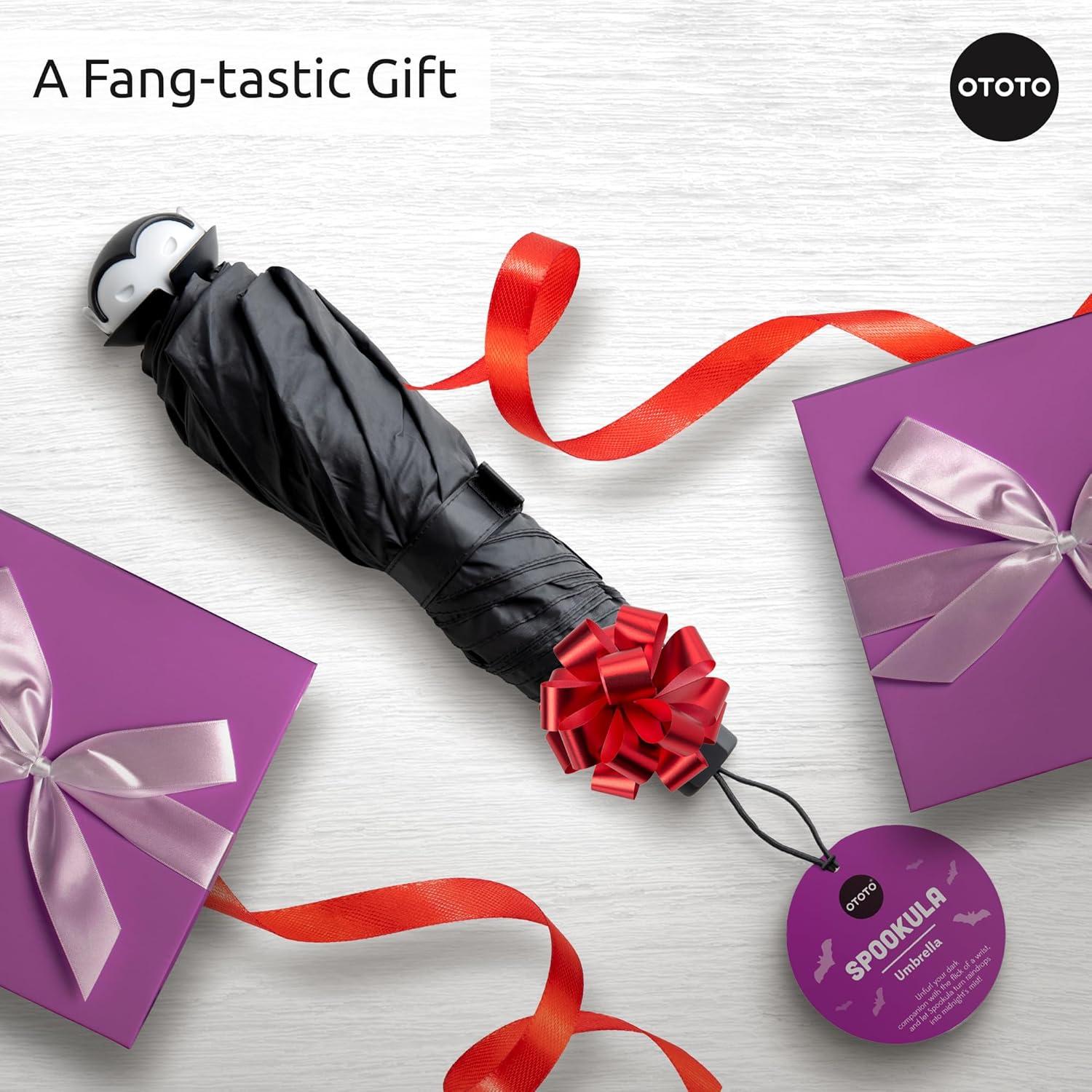 Paraguas Plegable Vampiro OTOTO Spookula - Negro y Blanco