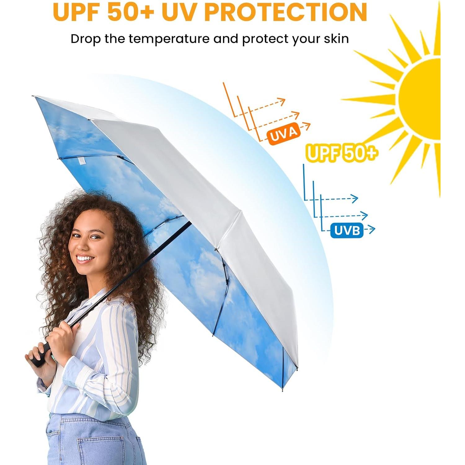 Paraguas Prospo UPF 50+ Plata 116.84 cm Auto Abrir Cerrar