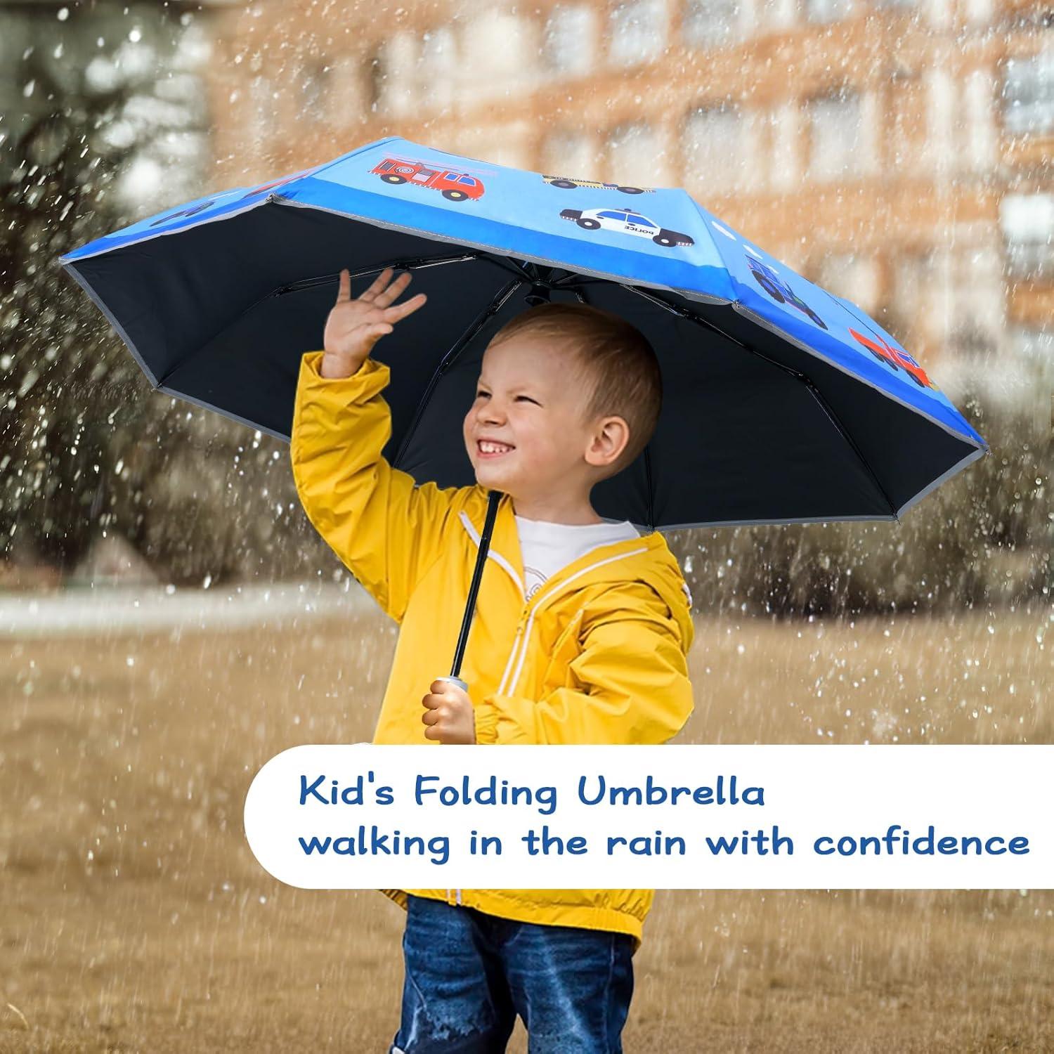 Paraguas Plegable Automático para Niños - Diseño Seguro UV