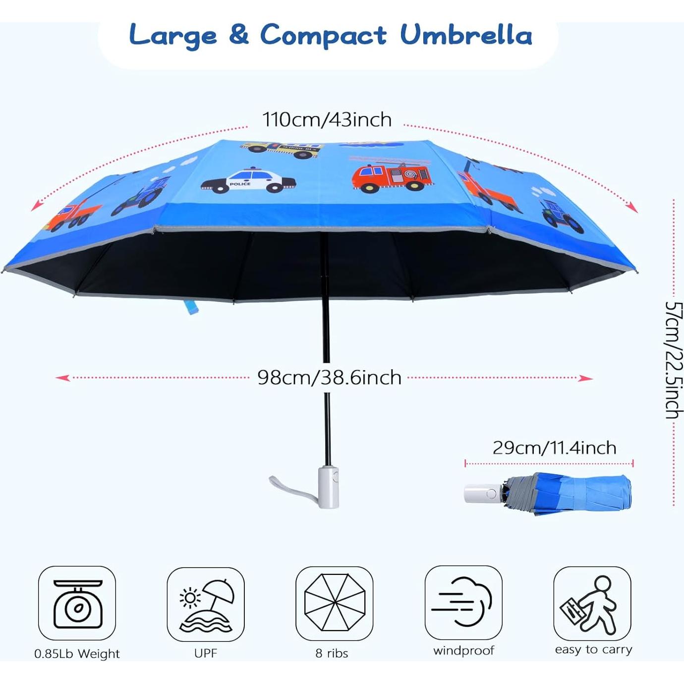 Paraguas Plegable Automático para Niños - Diseño Seguro UV