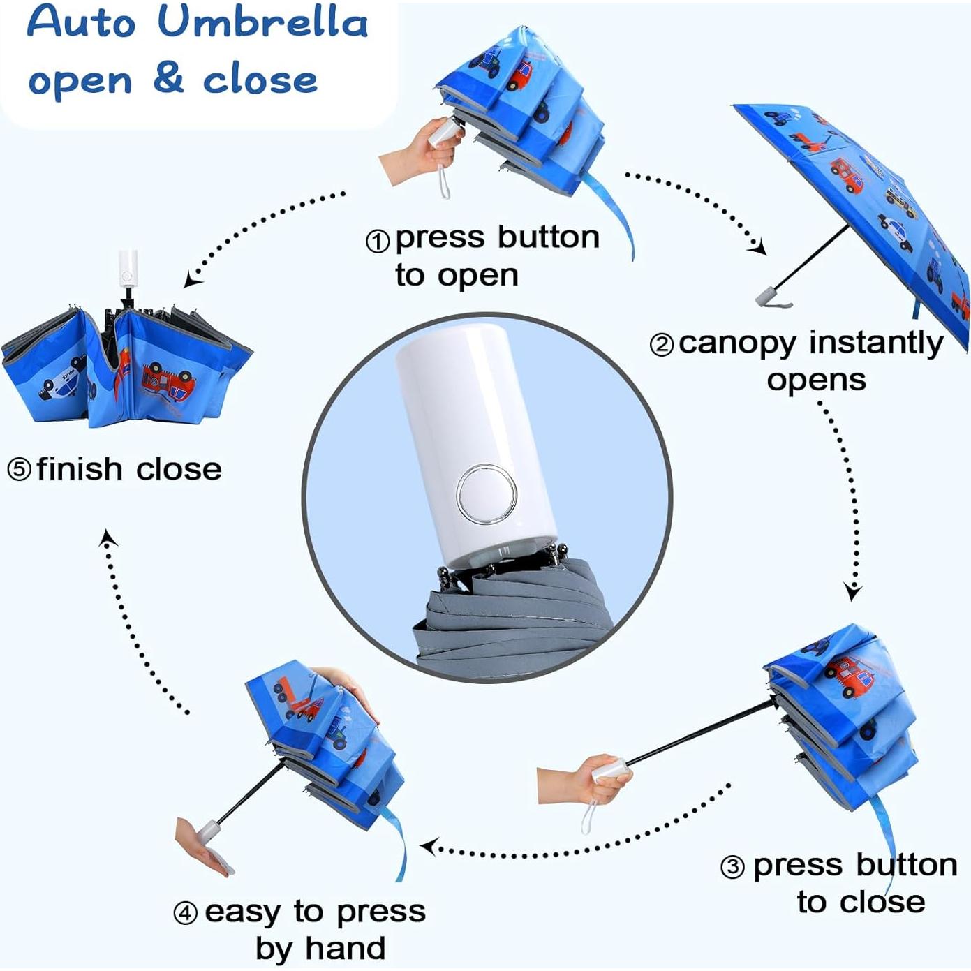 Paraguas Plegable Automático para Niños - Diseño Seguro UV