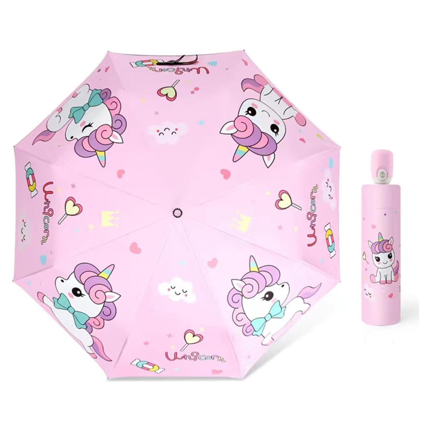 Paraguas Automático Plegable para Niños Hannstar Rosa Caballo