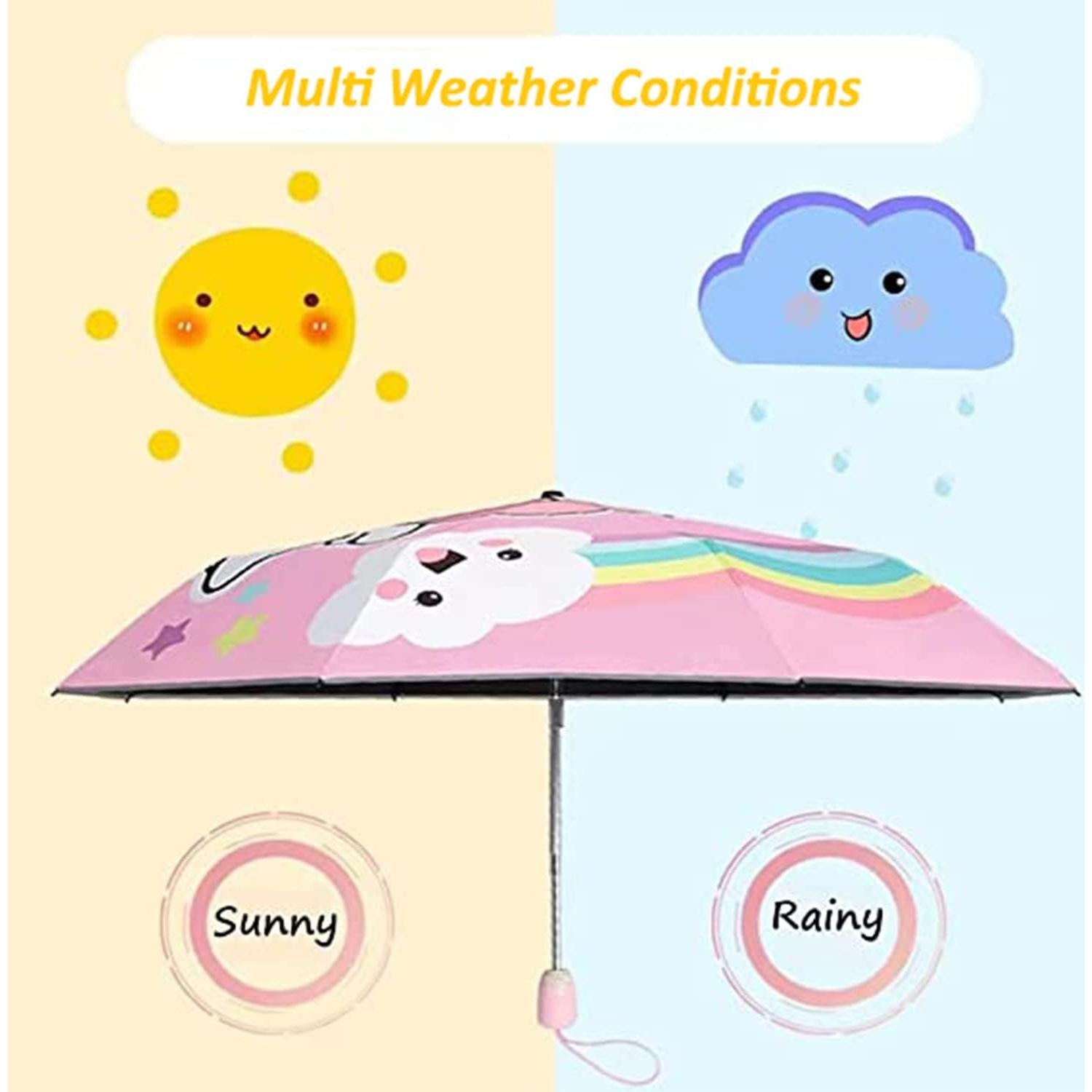 Paraguas Automático Plegable para Niños Hannstar Rosa Caballo