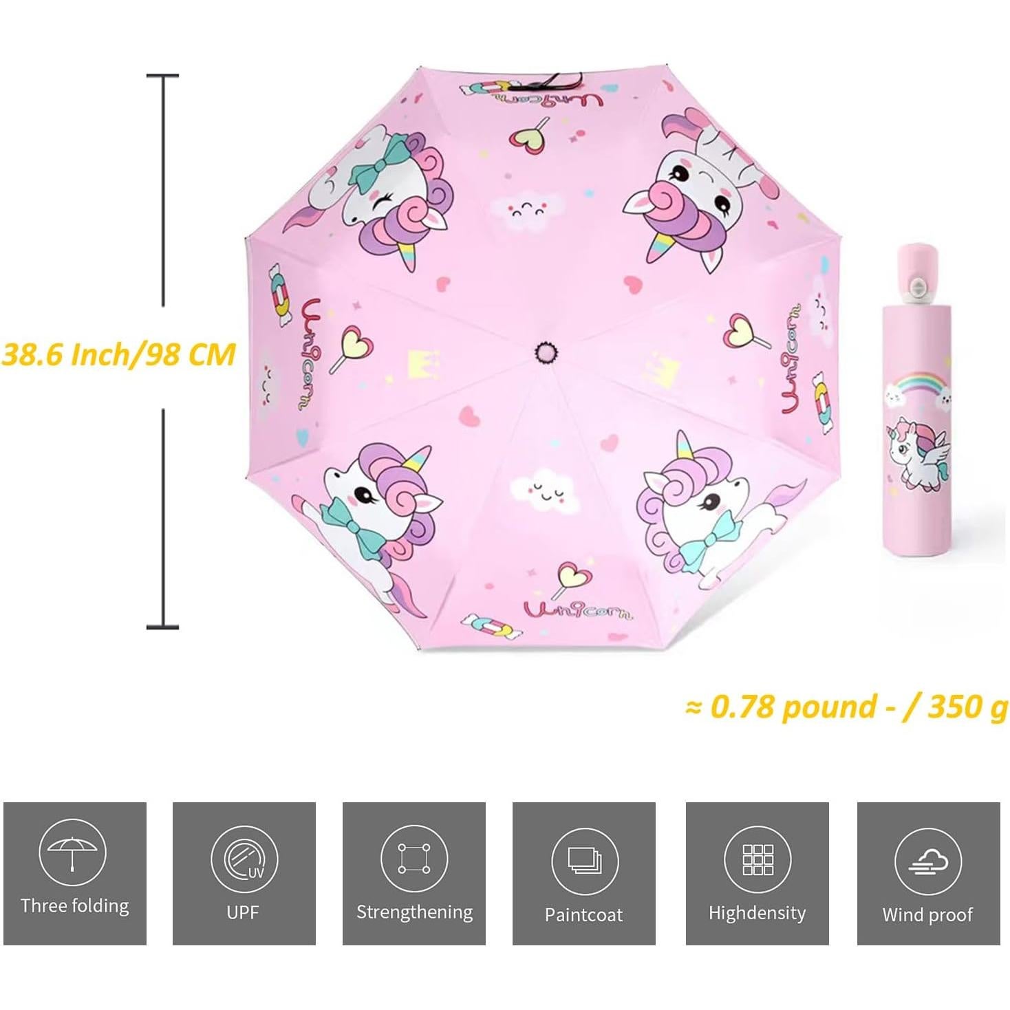 Paraguas Automático Plegable para Niños Hannstar Rosa Caballo