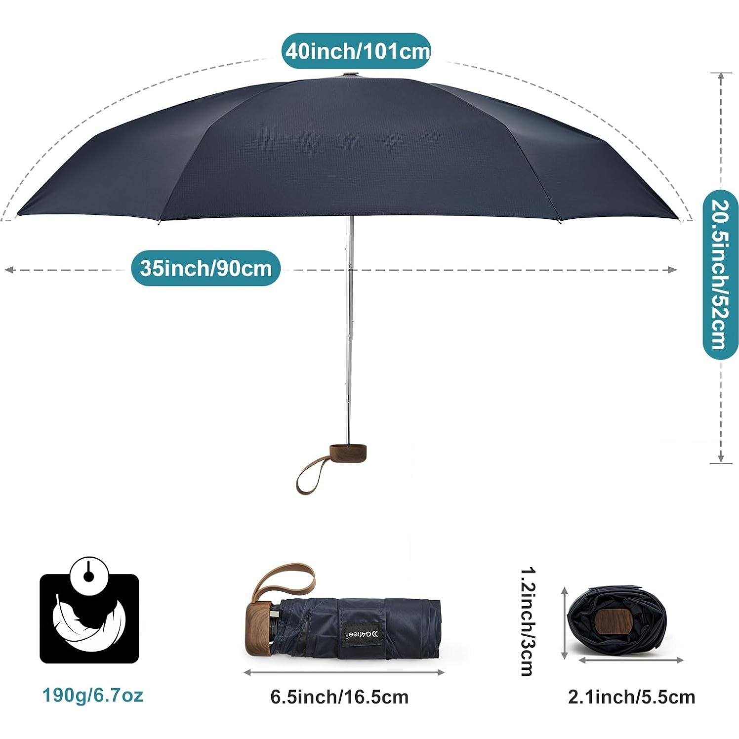 Paraguas Plegable G4Free Azul Marino Ultra-Ligero 190g UV 50+