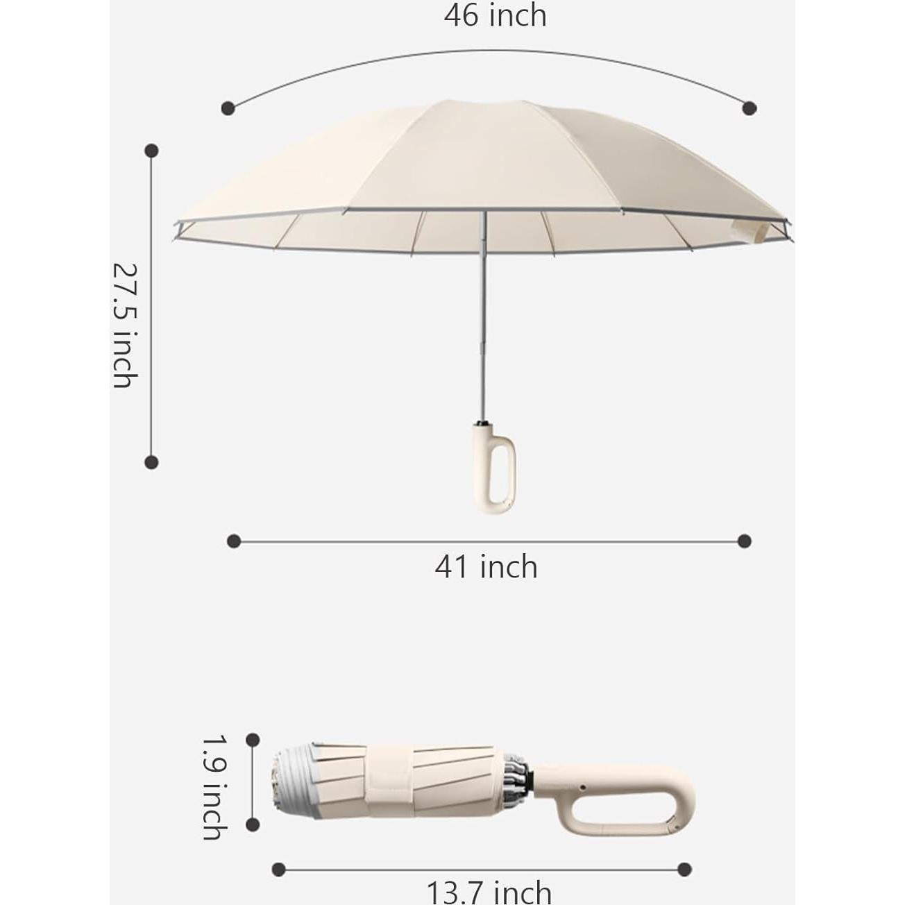 Paraguas Invertido Automático SSFUN Beige con Hebilla y Reflectante