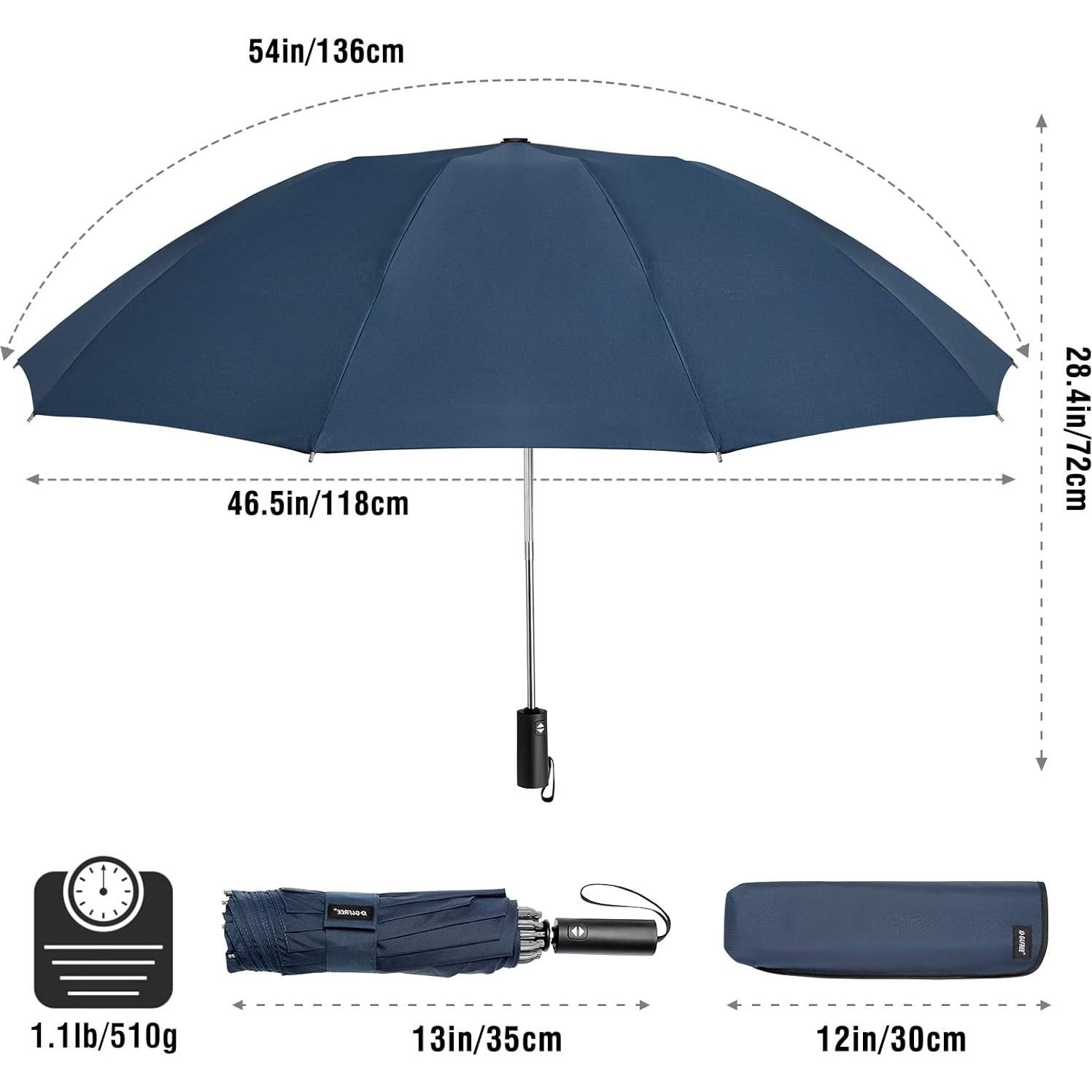 Paraguas Grande G4Free 137 cm Inverso Automático a Prueba de Viento