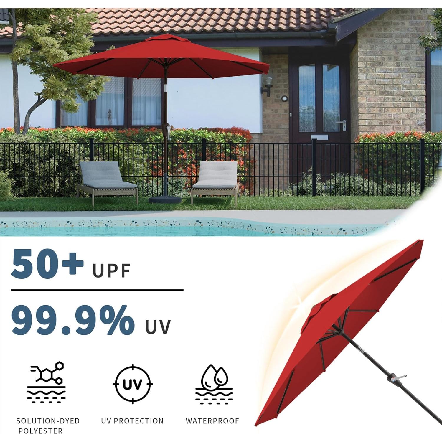 Sombrilla de Patio Tobeos 3 Metros con Manivela y Protección UV
