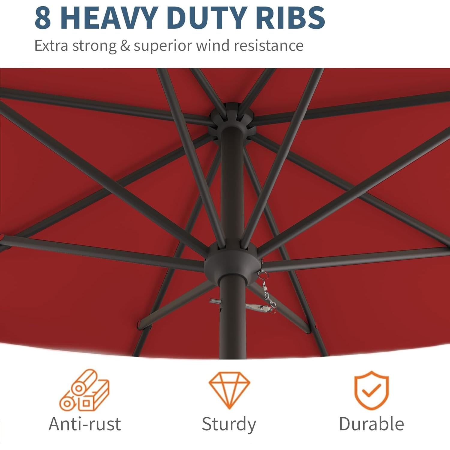 Sombrilla de Patio Tobeos 3 Metros con Manivela y Protección UV