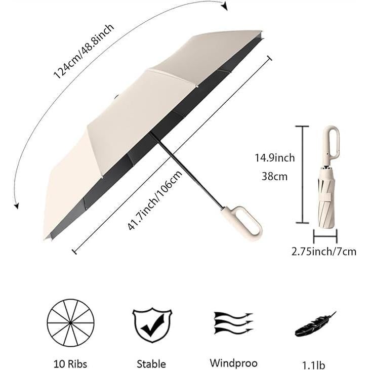 Paraguas Plegable Automático Mustarpicking Verde Oscuro 10 Varillas