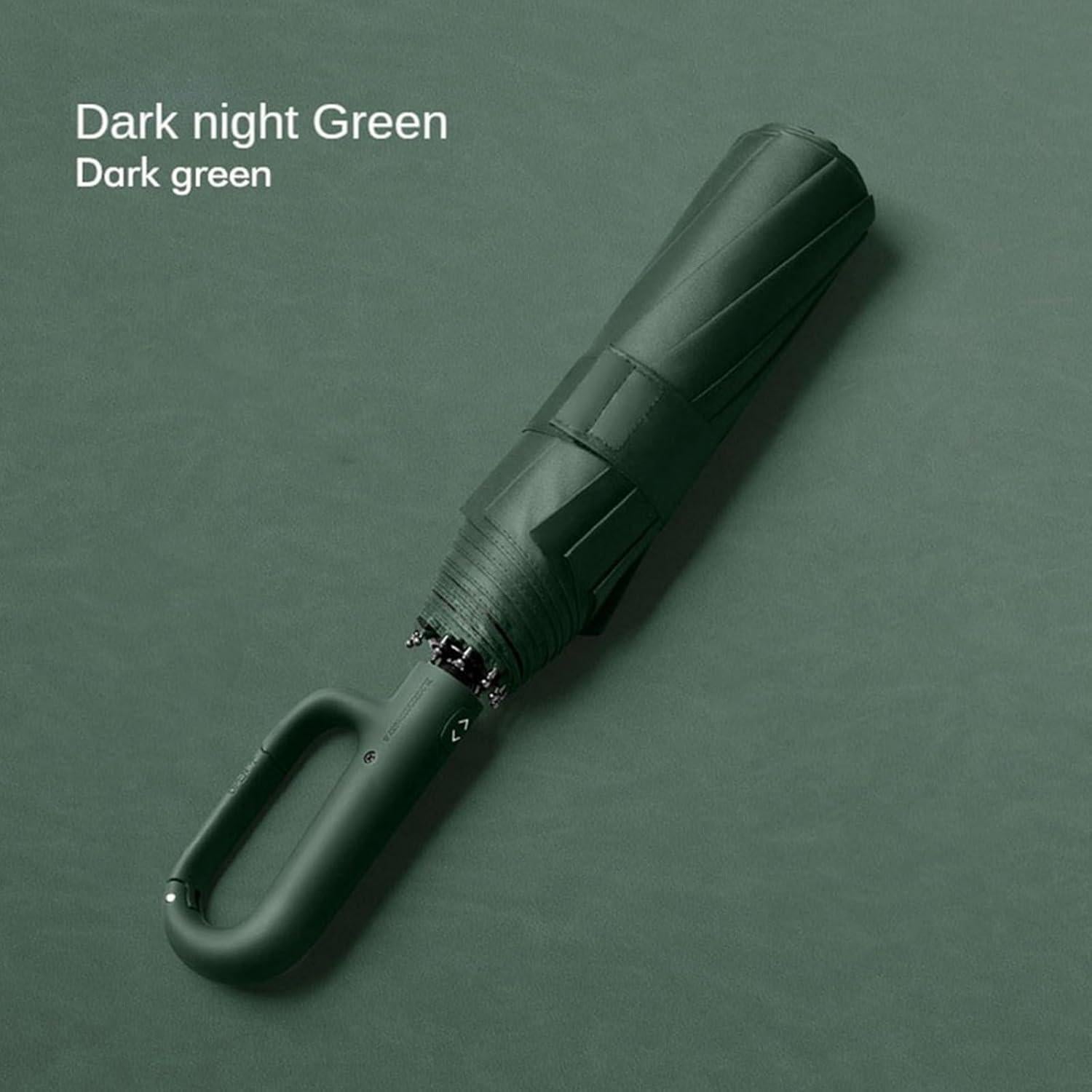 Paraguas Plegable Automático Mustarpicking Verde Oscuro 10 Varillas