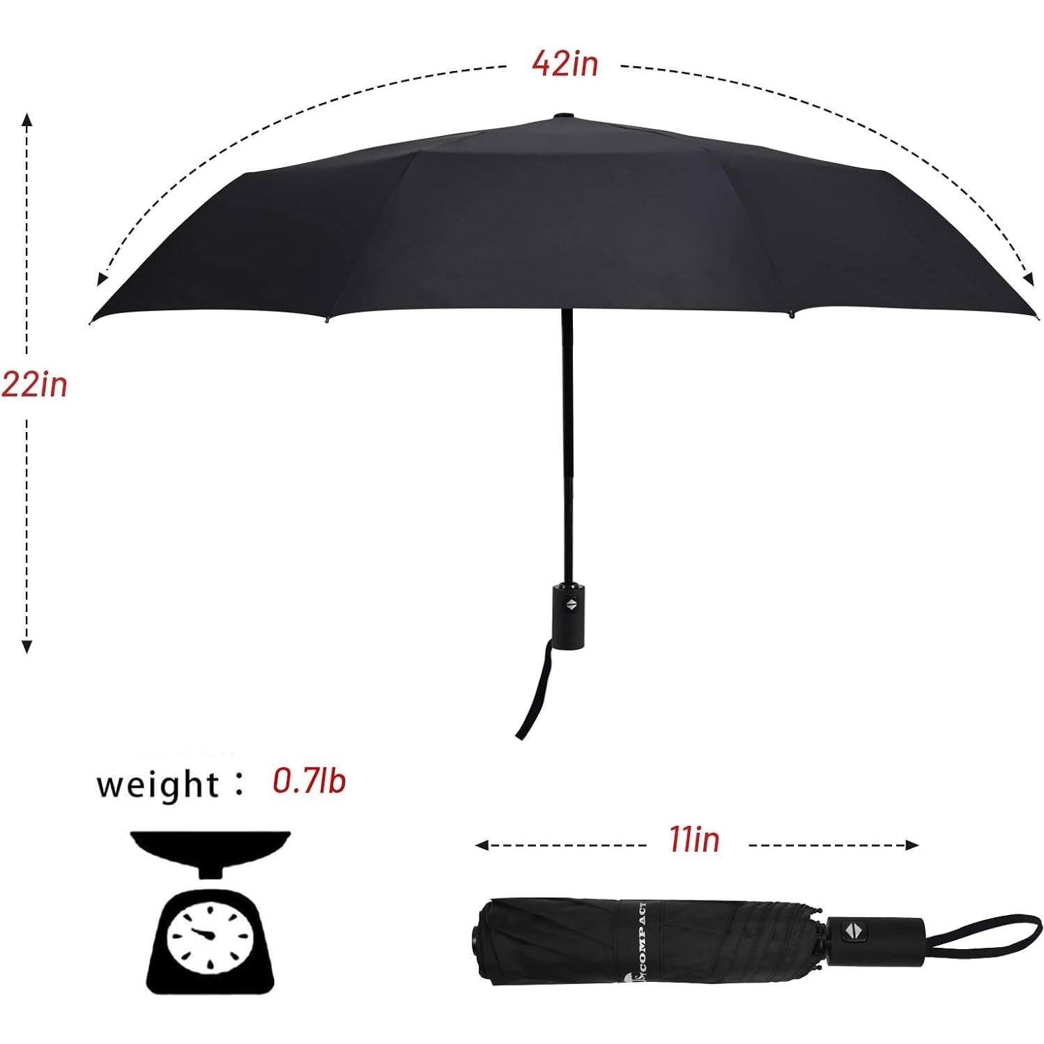 Paraguas Automático SY COMPACT Plegable Impermeable 96.5 cm