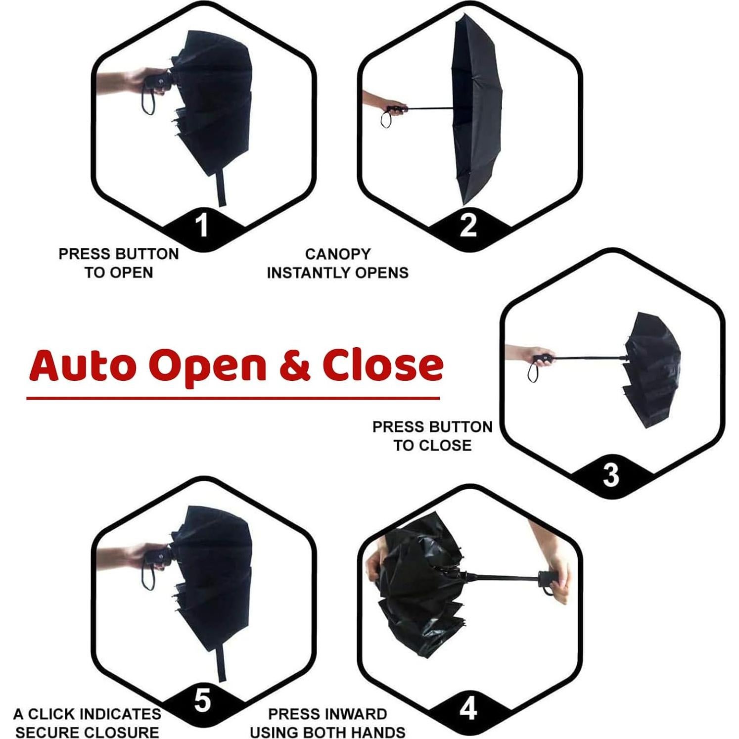 Paraguas Automático SY COMPACT Plegable Impermeable 96.5 cm